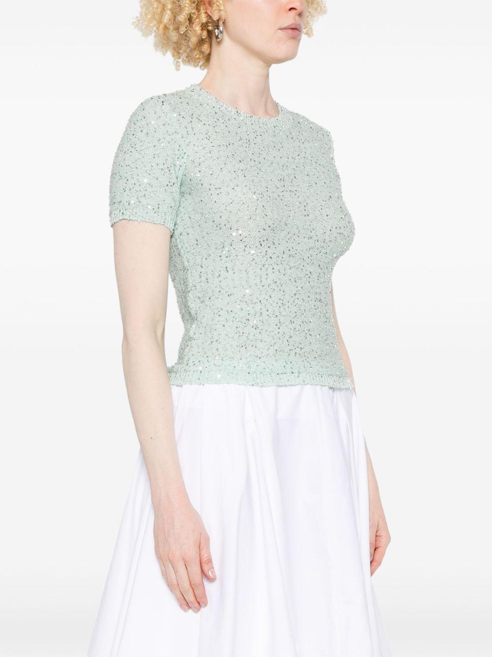 T-shirt con paillettes B27021 88 ACQUA ROBERTO COLLINA 