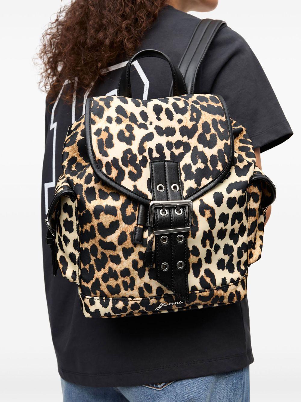 Leopard Small Nylon Bucky Backpack A6617 943 LEOPARD GANNI 