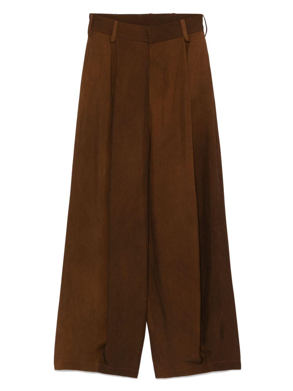 Pantaloni plissettati UW3046 UW600 BROWN UMA WANG 