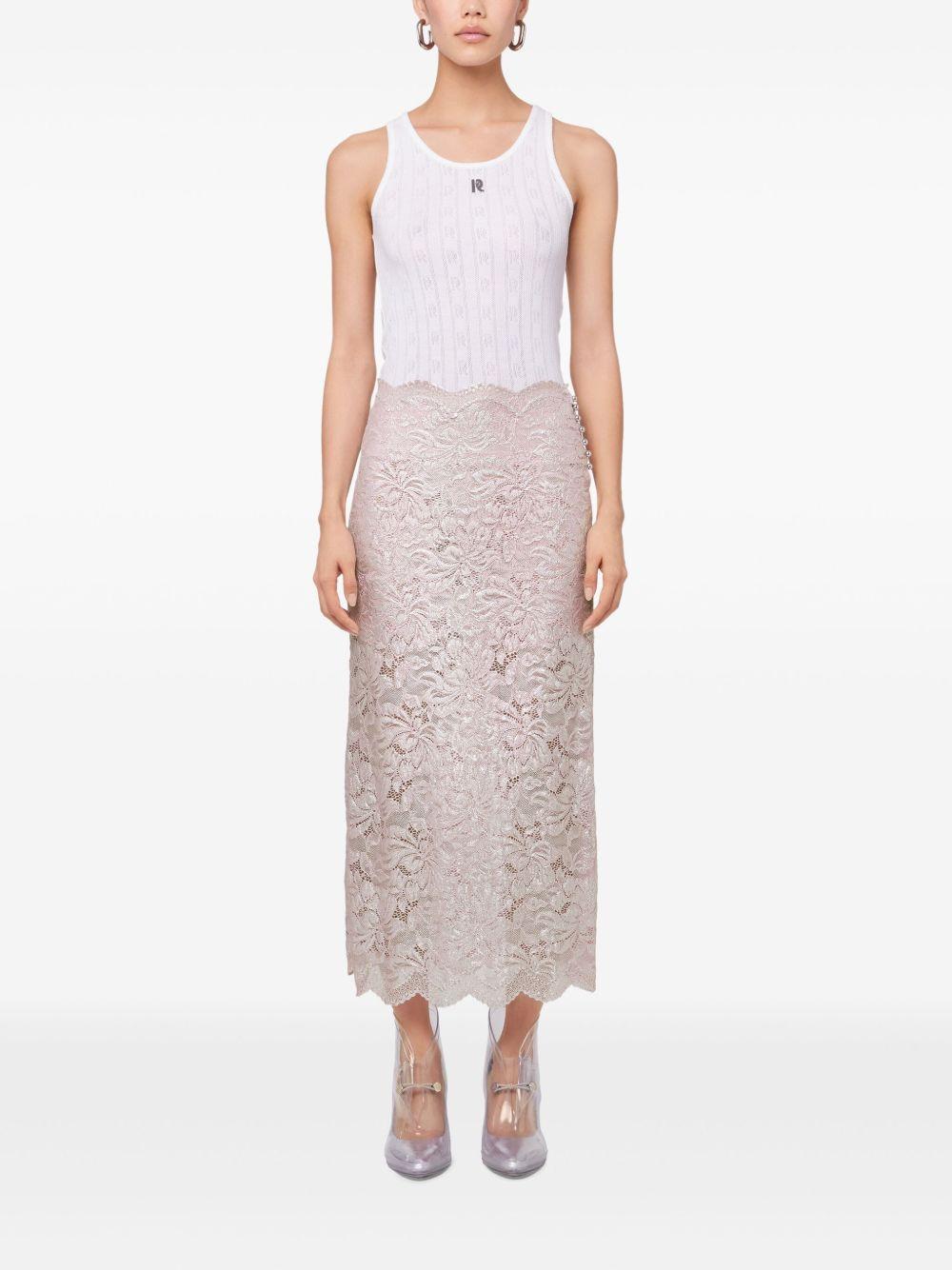 Gonna lunga in pizzo 25EJJU598PA0244 M959 POWDER PINK SILVER RABANNE 