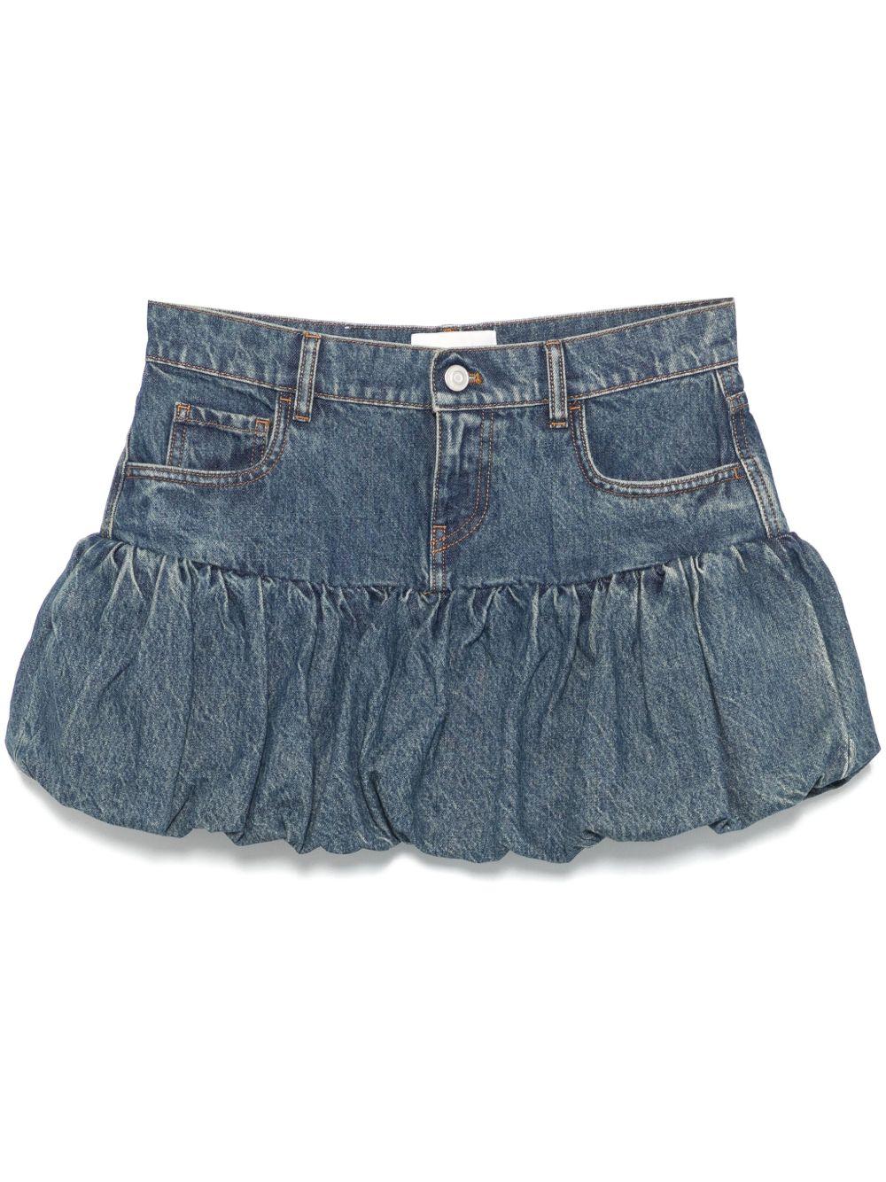 Gathered Hem Denim Mini Skirt COPJ76F2014 BLUE VINTAGE COPERNI 