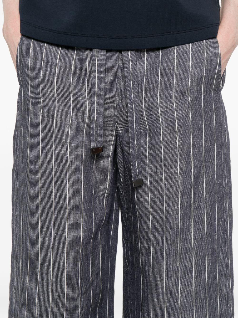 Pantalone in lino gessato effetto denim blu marino SMMCRESTA 001 DARK BLUE S MAX MARA 
