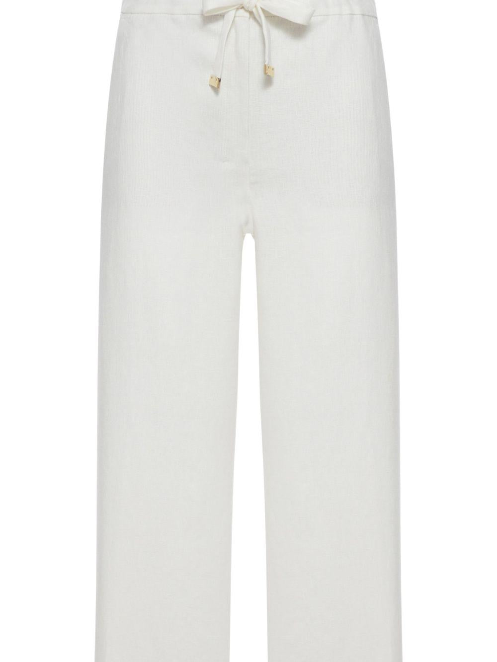 Pantaloni In Canvas Puro Lino SMMAMEDEA 001 BIANCO OTTICO S MAX MARA 