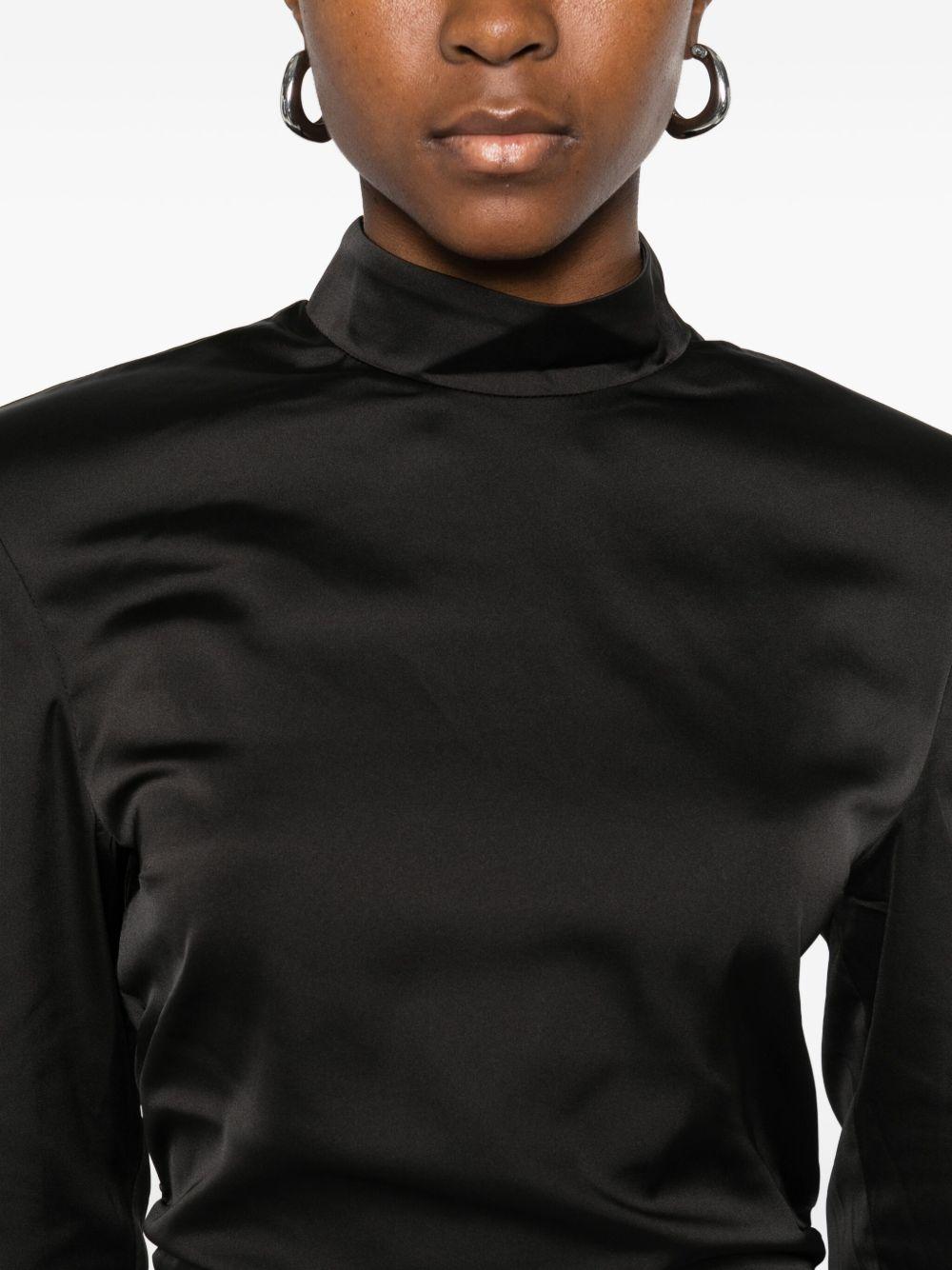 Satin Ruched Mini Dress Black 114954100 100 BLACK ROTATE 