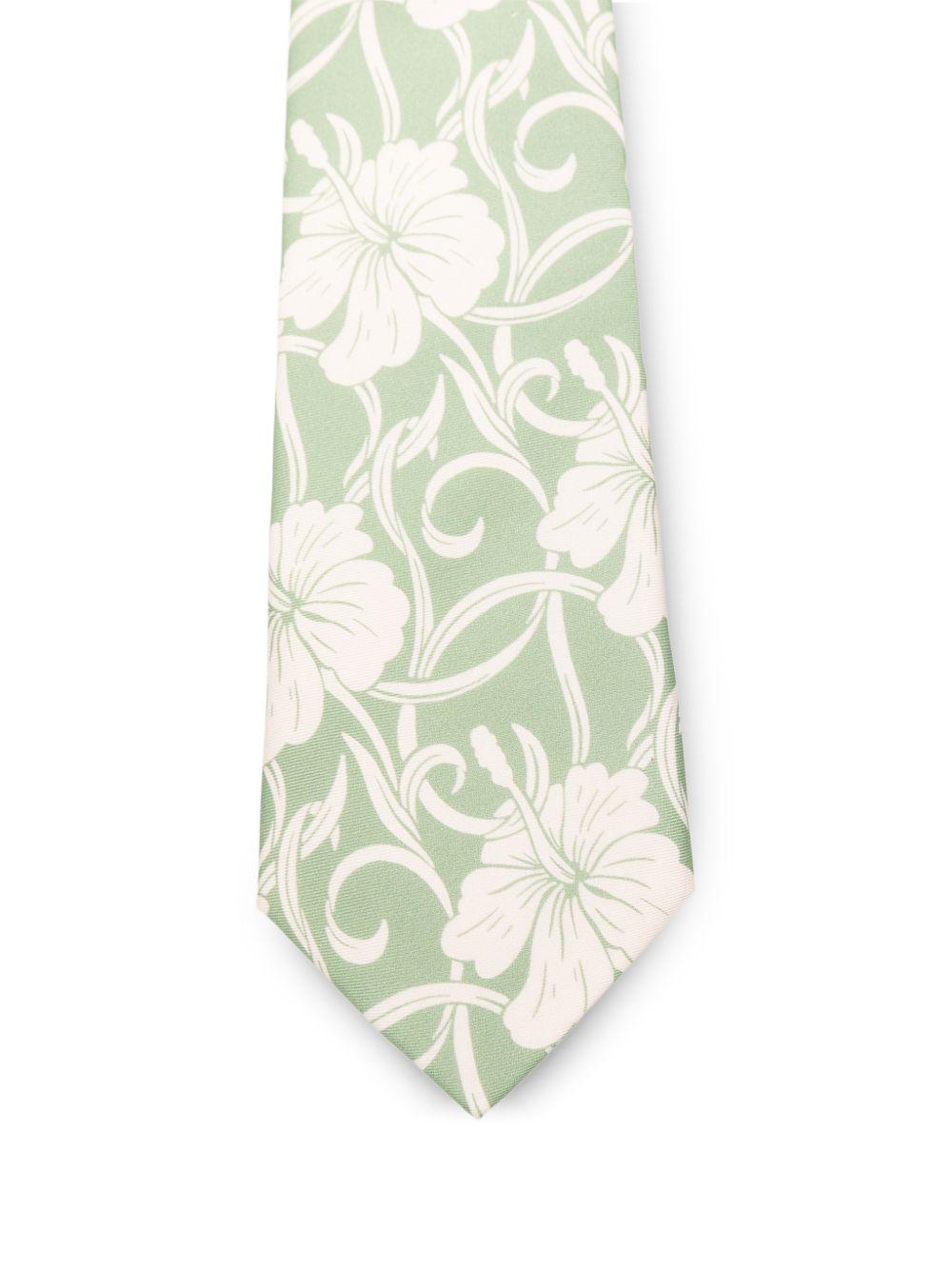 Cravate Hibiscus Monogramme KTI002SE028 LIGHT GREEN DROLE DE MONSIEUR 