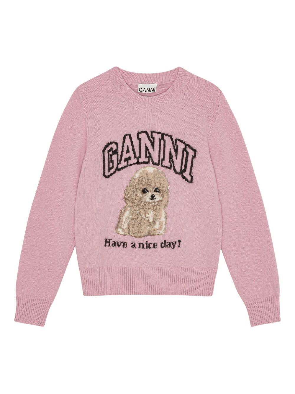 Pink Poodle Jumper K2499 868 CHALK PINK GANNI 