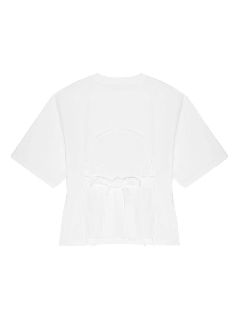 White Cotton Tie Back T-shirt T4149 151 BRIGHT WHITE GANNI 