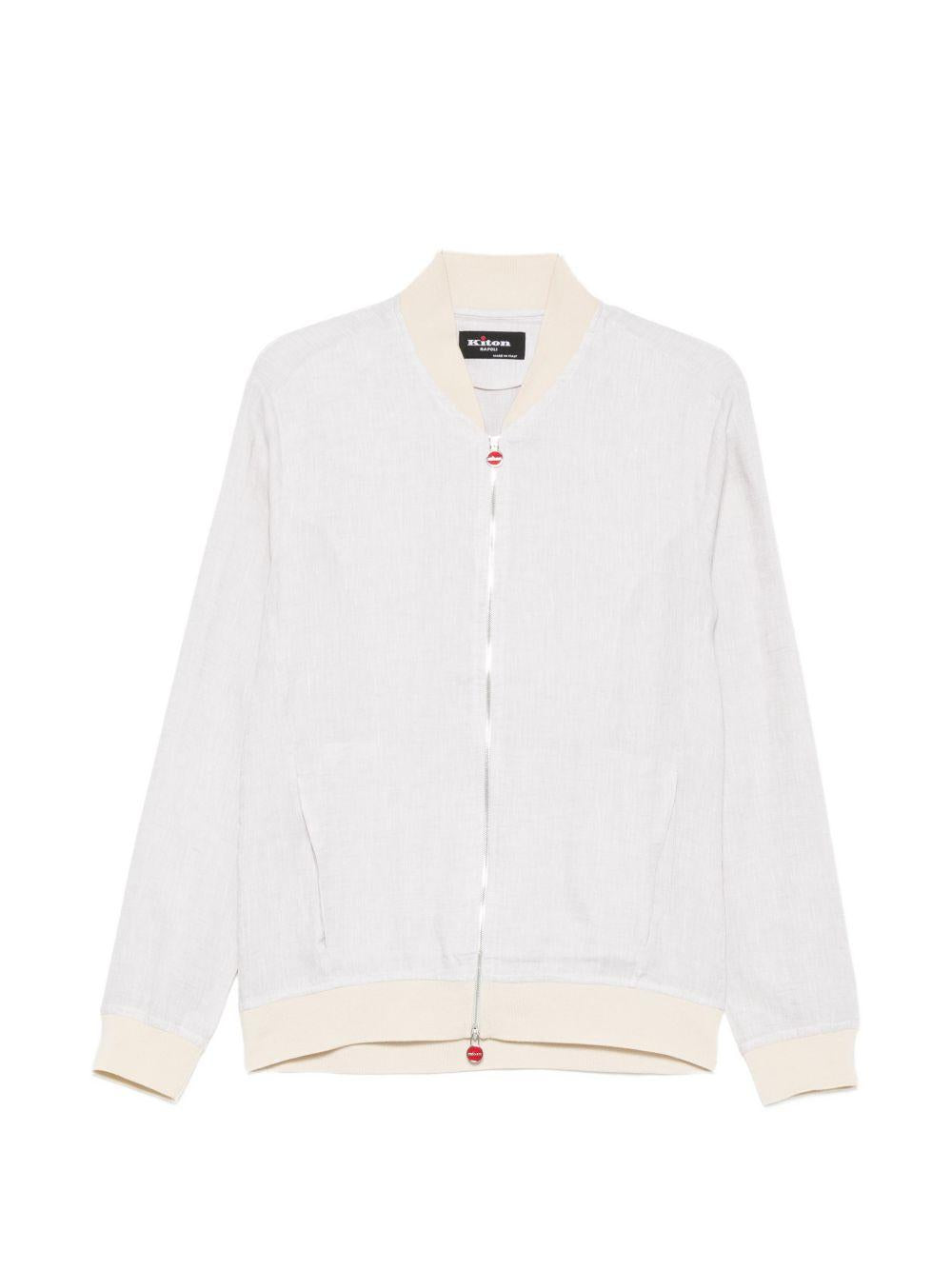 KITON - Bomber con zip UGO001H0961319001 COSTINA BIANCO KITON 