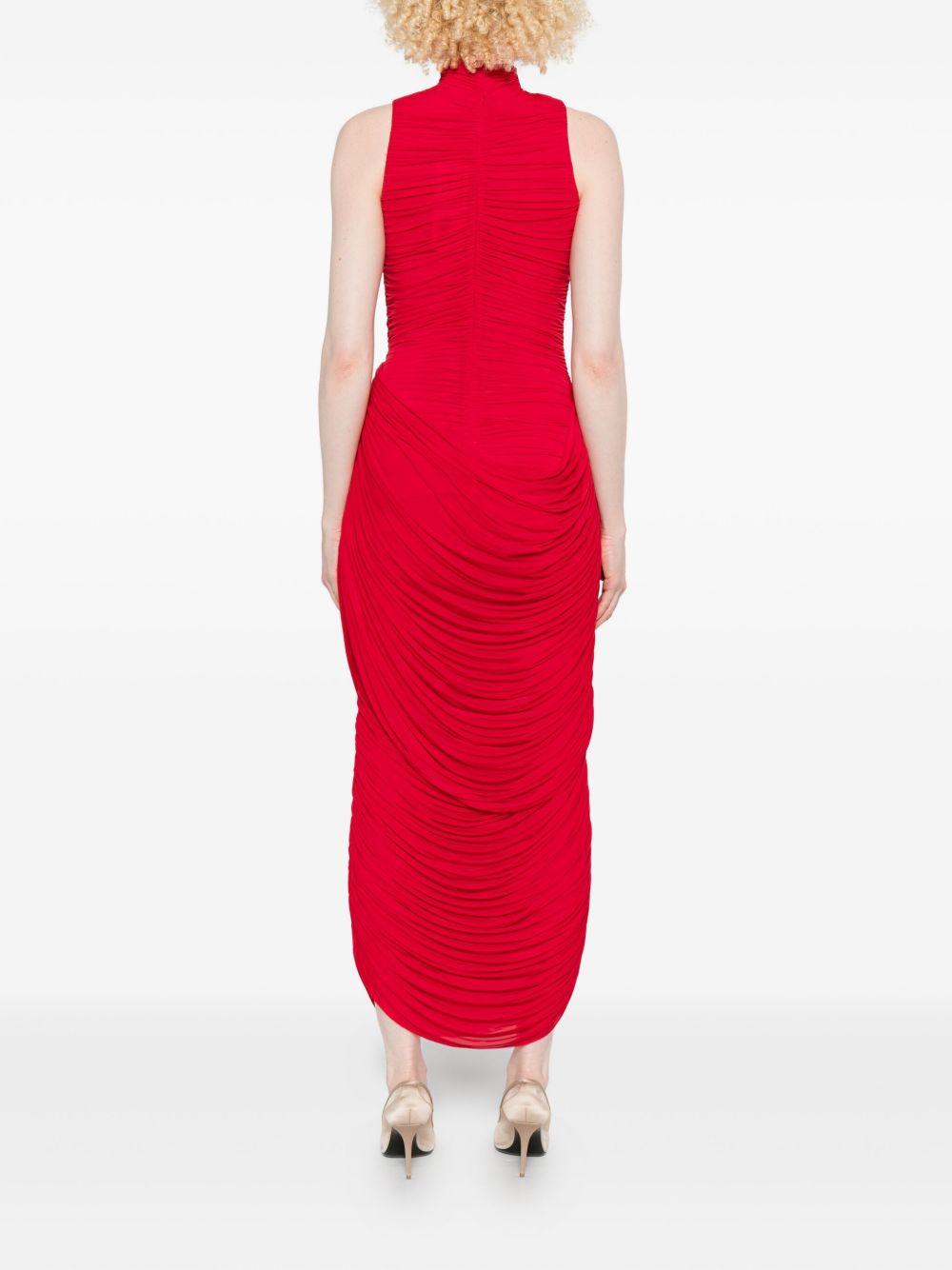 High-Neck Draped Midi Dress in Red 238925 RED MAGDA BUTRYM 