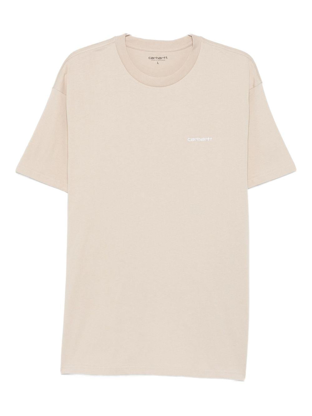 S/S Script Embroidery T-Shirt I030435 2W1XX FLEUR DE SEL WHITE CARHARTT WIP 