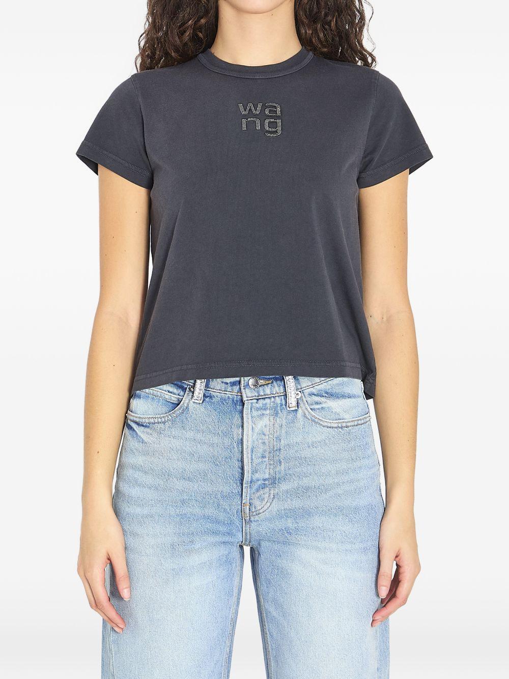 Shrunken Tee Hotfix Logo 4CC1261221 011 WASHED BLACK ALEXANDER WANG 