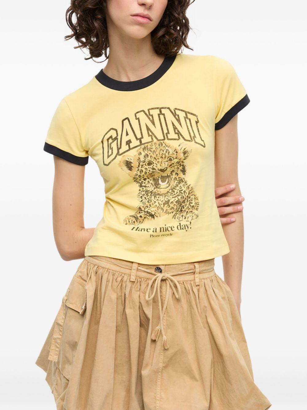 Yellow Cropped Leopard T-shirt T4256 372 MELLOW YELLOW GANNI 