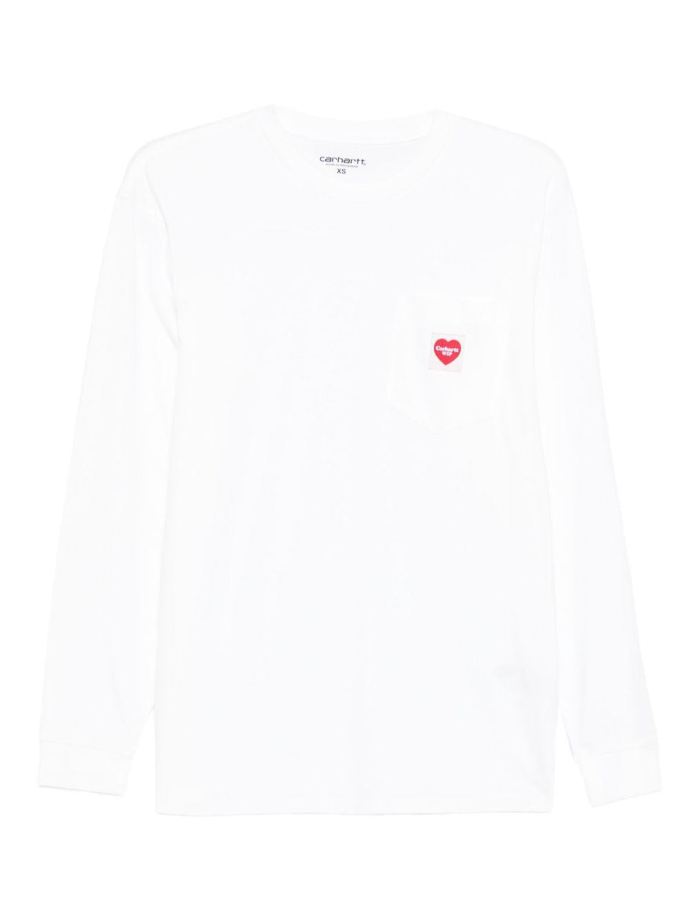 L/S Pocket Heart T-Shirt I035300 1WZXX WHITE RED CARHARTT WIP 