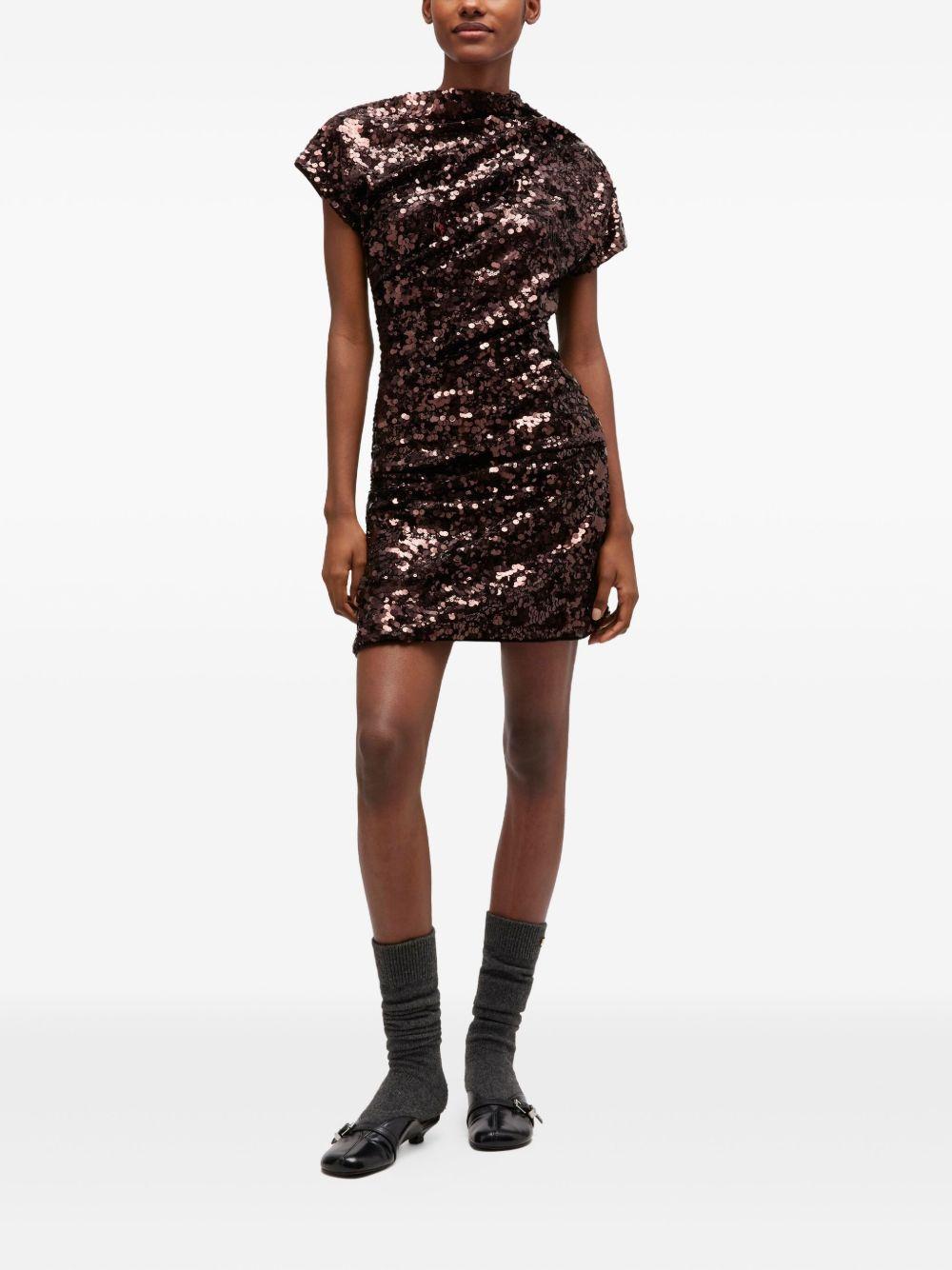 Brown Sequins Mini Dress A1030201 ZWX DEMITASSE GANNI 