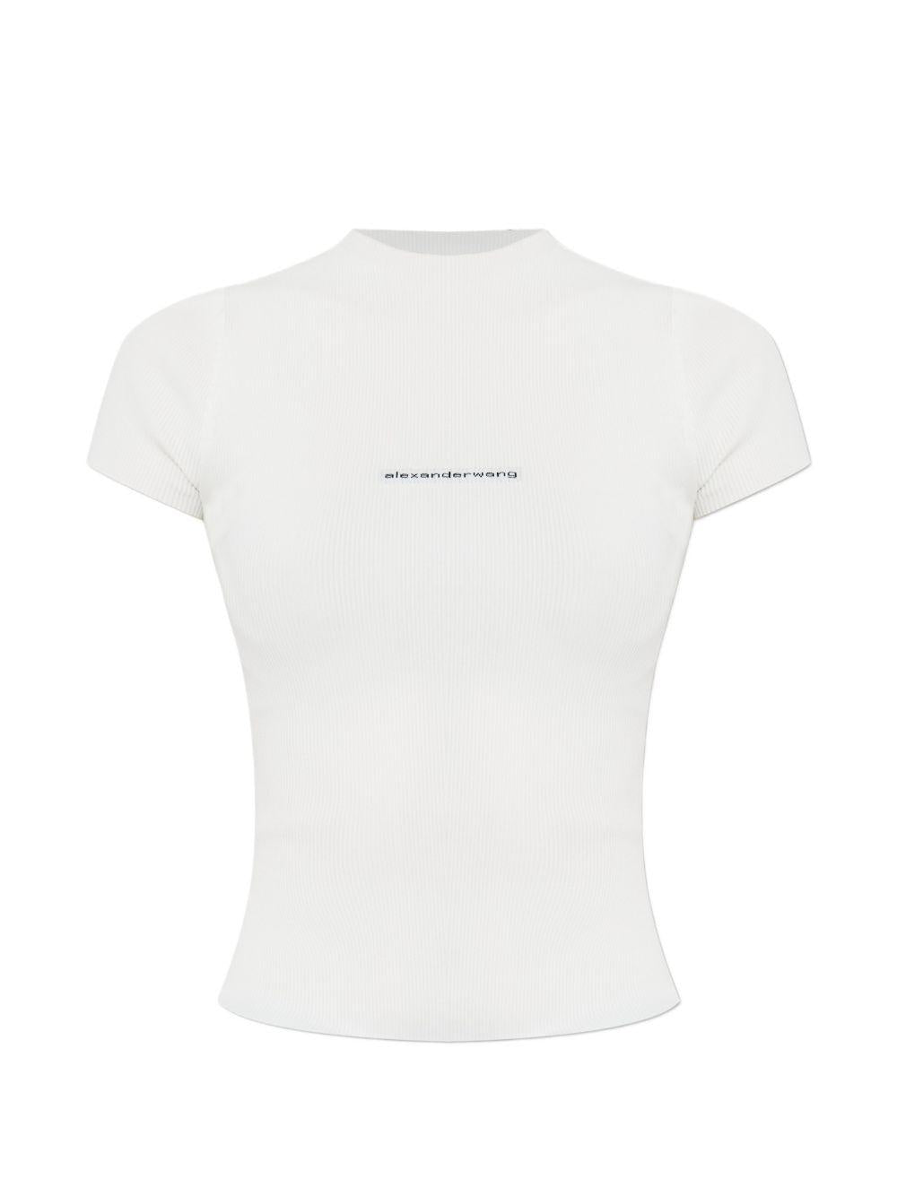 Crewneck Top Jacquard Logo 1KC2261037 100 WHITE ALEXANDER WANG 