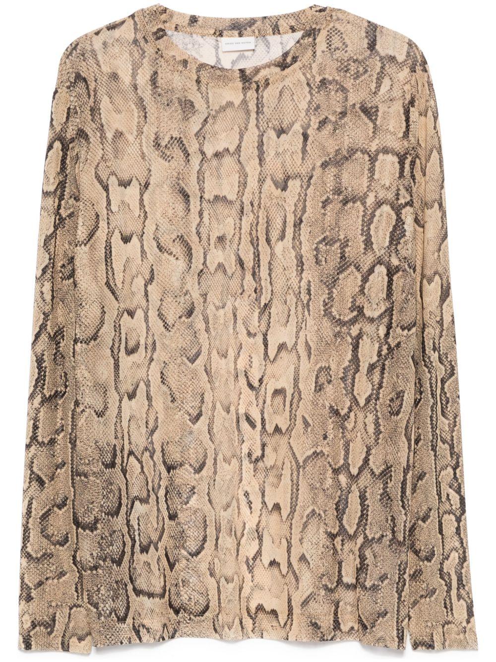 Longsleeve T-Shirt Stampa Pitone 2510211311620 101 SAND DRIES VAN NOTEN 