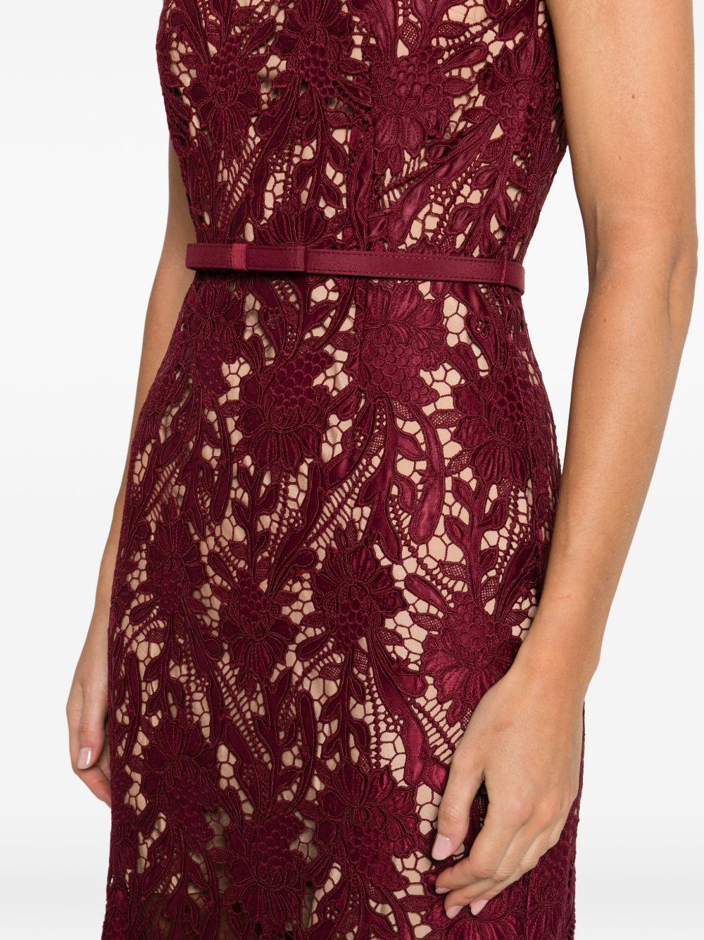 Abito Midi In Pizzo RS26167MABU BURGUNDY SELF-PORTRAIT 