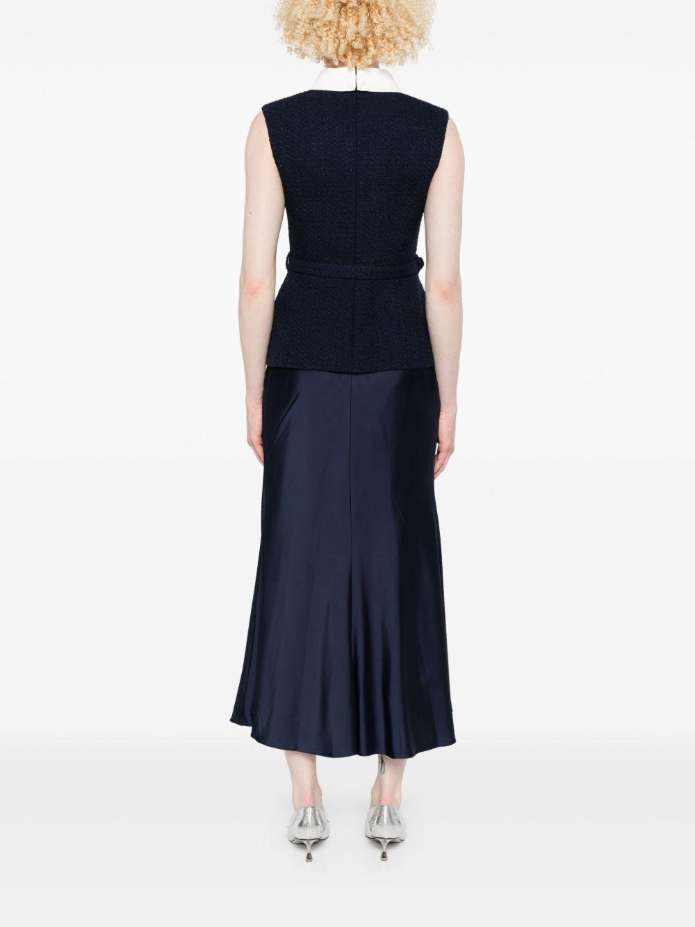 Abito midi smanicato in bouclé blu navy<BR/> PF25034MBL BLUE SELF-PORTRAIT 