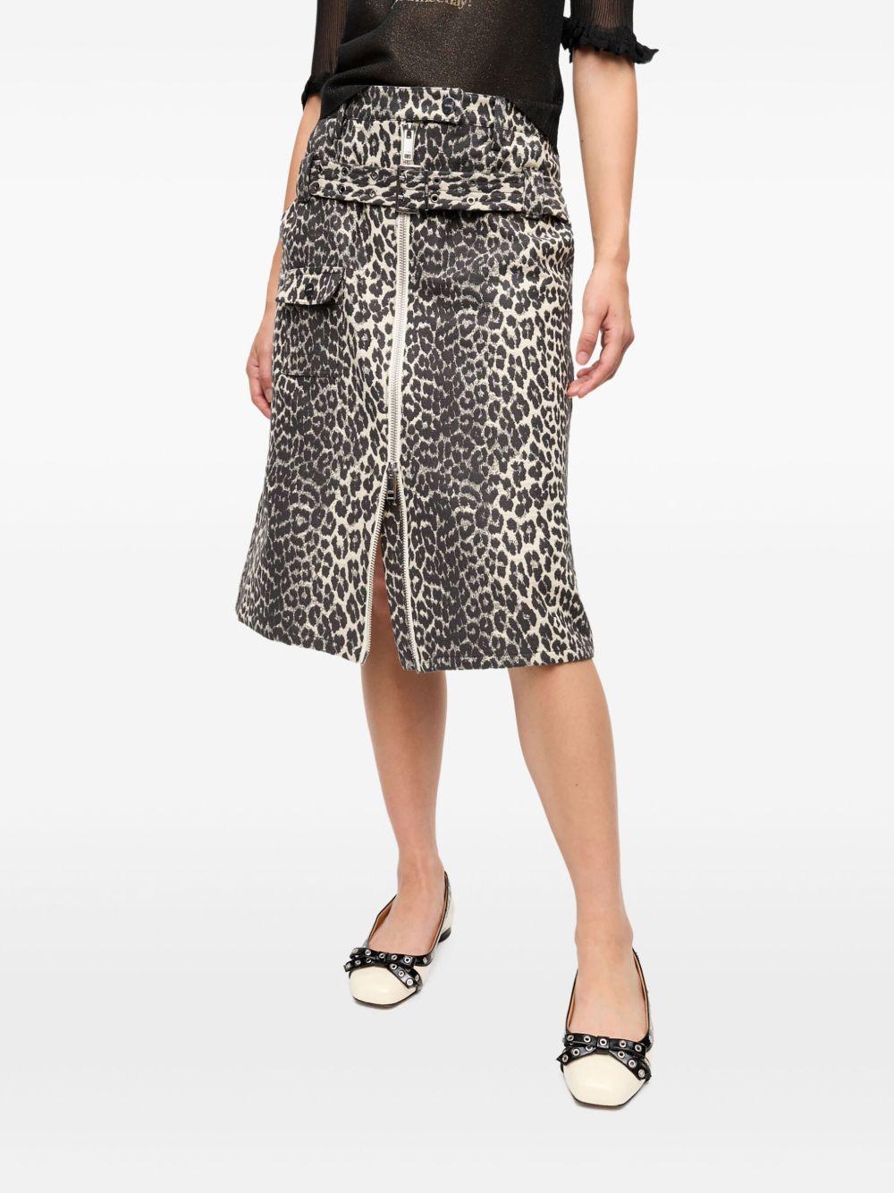 Leopard Cotton Tweed Midi Skirt W0236 943 LEOPARD GANNI 