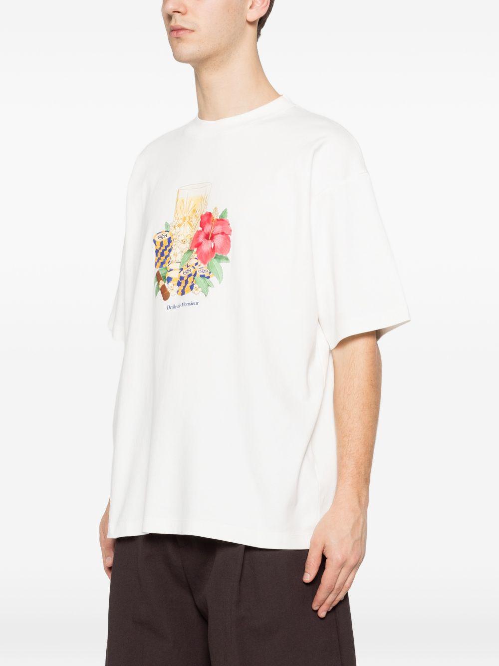 T-Shirt Hibiscus Club KTS300CO002 OFF WHITE DROLE DE MONSIEUR 