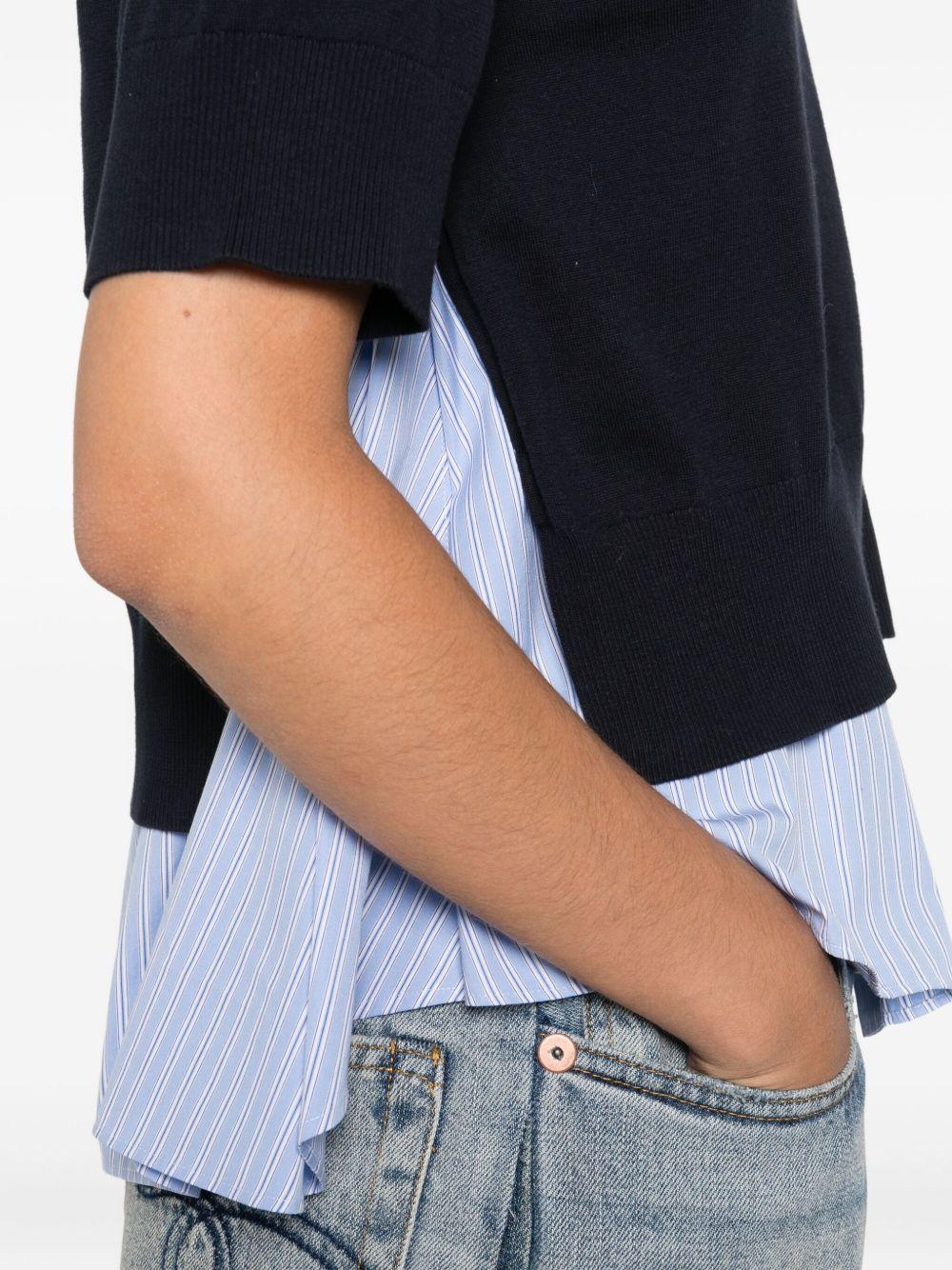 Navy Poplin & Cotton Jersey T-shirt 2508012 250 NAVY BLUE STRIPE SACAI 