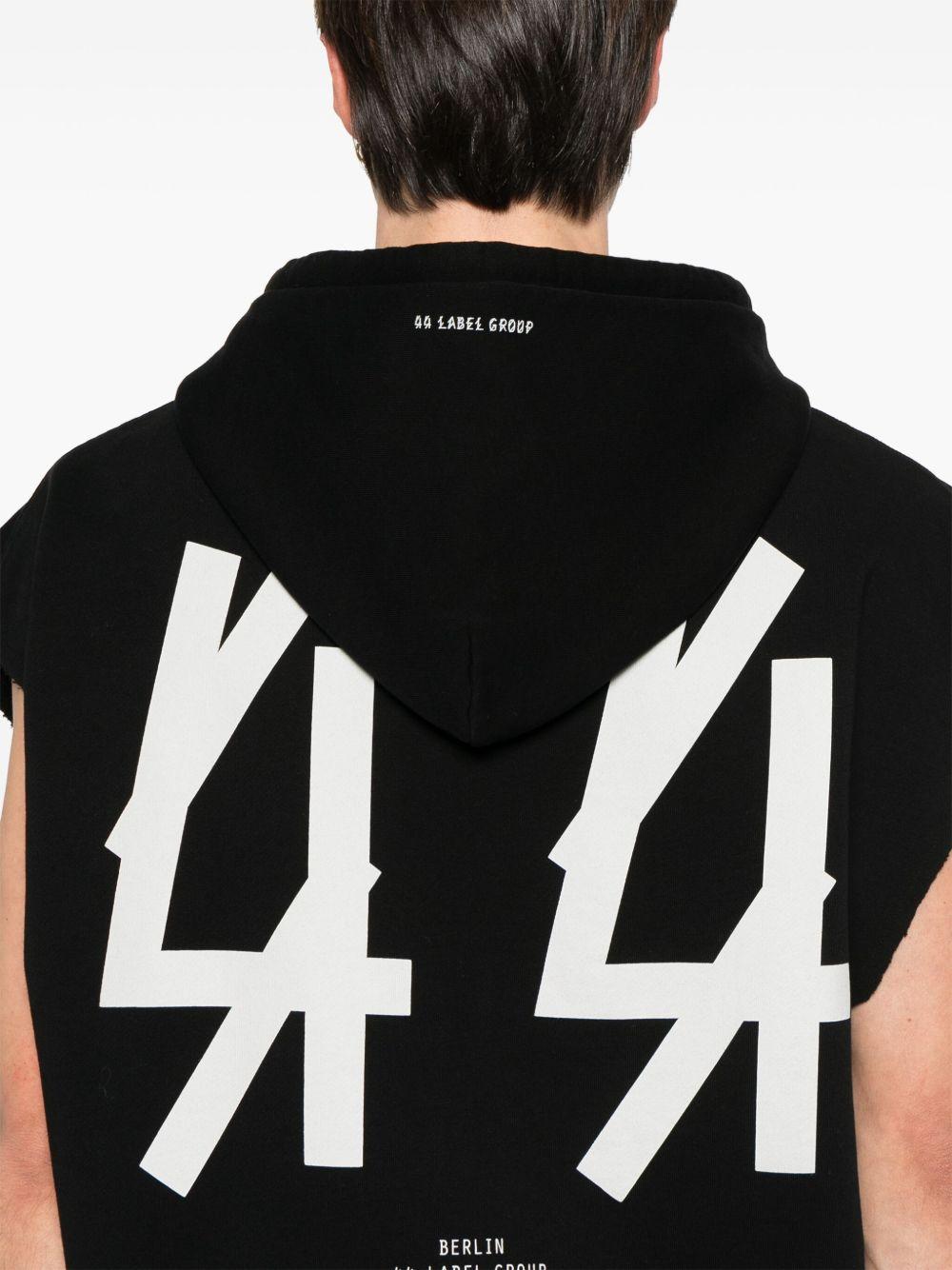 Classic Sleeveless Hoodie B0030578FA583 P396 BLACK WHITE 44 LABEL GROUP 