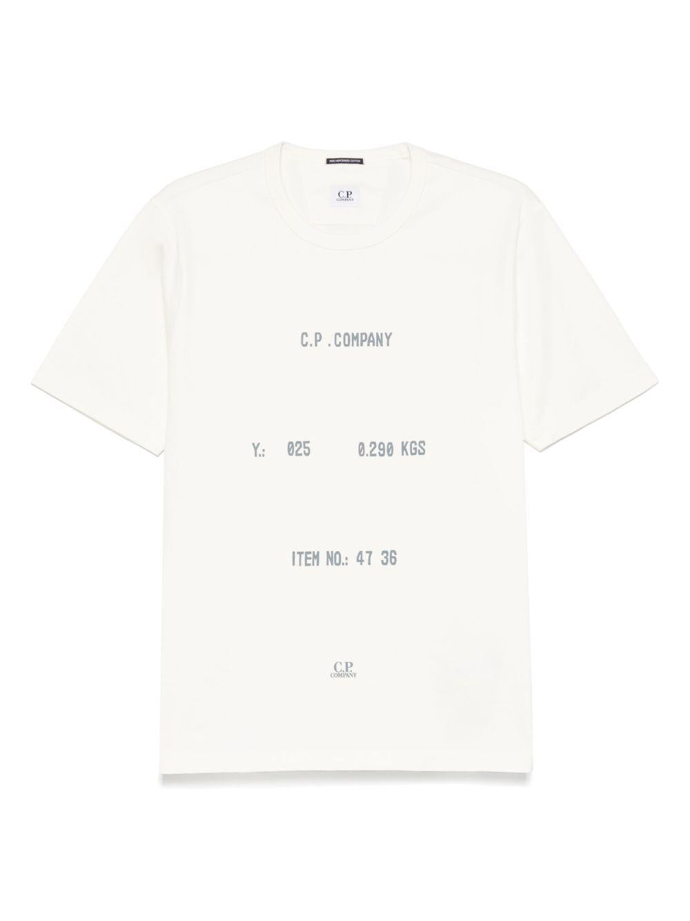 30/2 Mercerized Jersey Twisted Typographic Logo T-Shirt<BR/> 18CMTS107A110301W 103 GAUZE WHITE CP COMPANY 