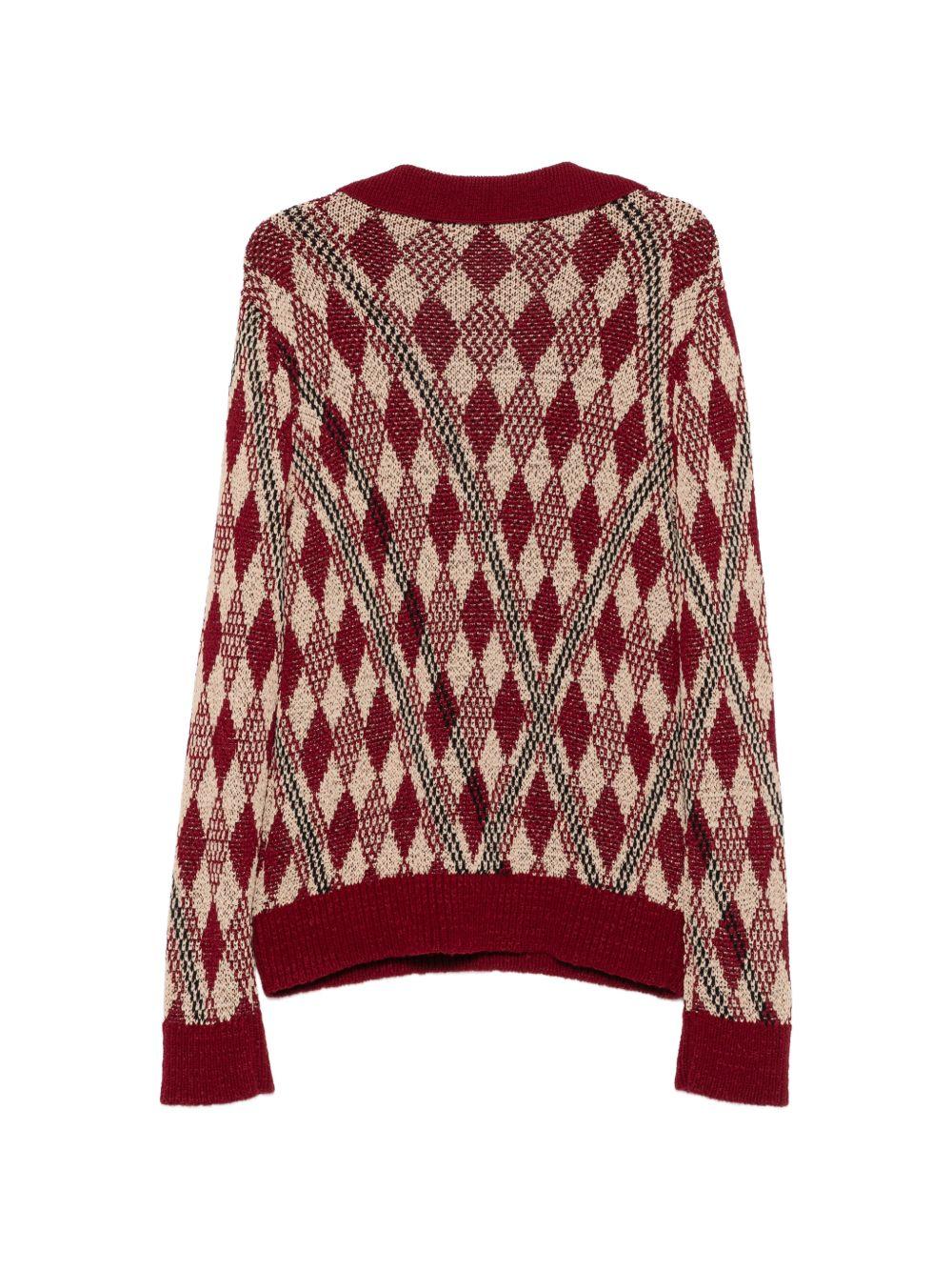 Knitted Polo MACRAME3722 359 BORDEAUX DRIES VAN NOTEN 