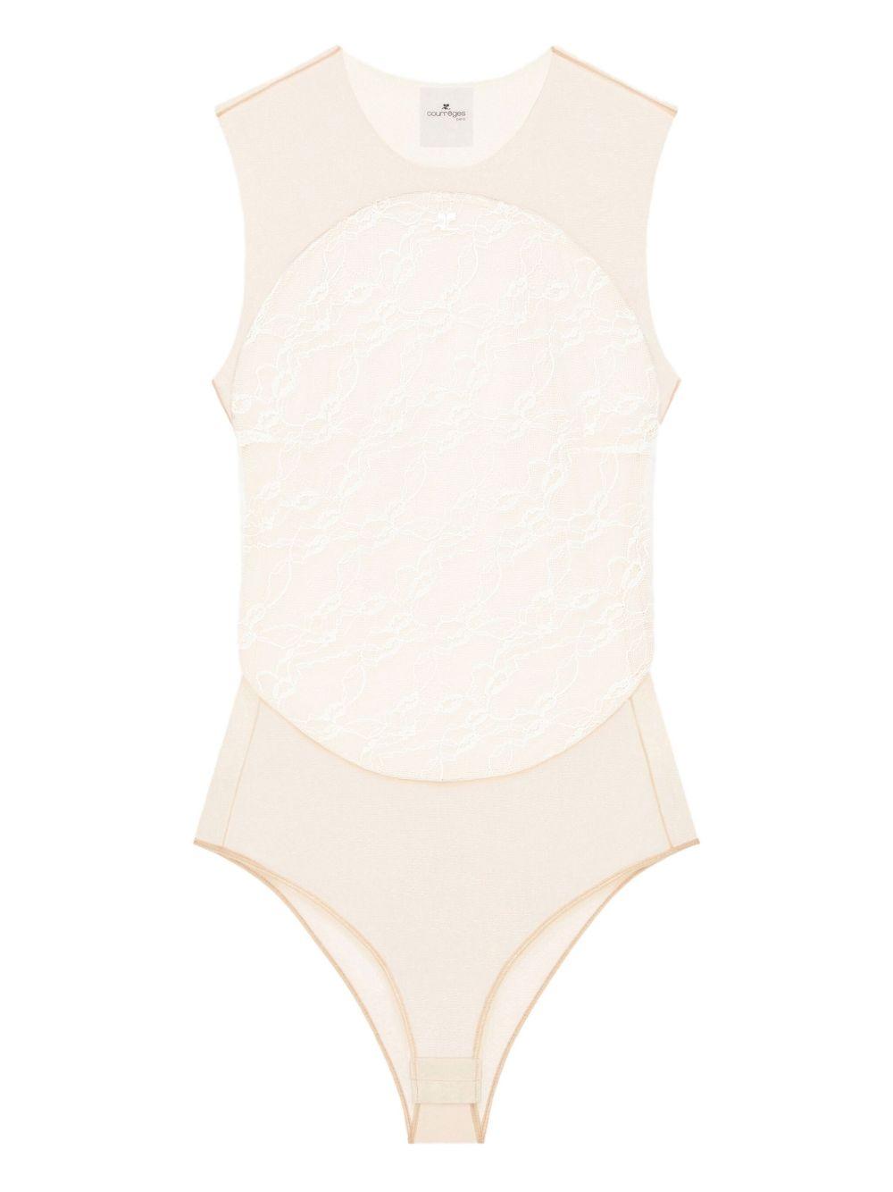 Illusion Circle Lace Bodysuit 325JBD143PA0132 0001 HERITAGE WHITE COURREGES 