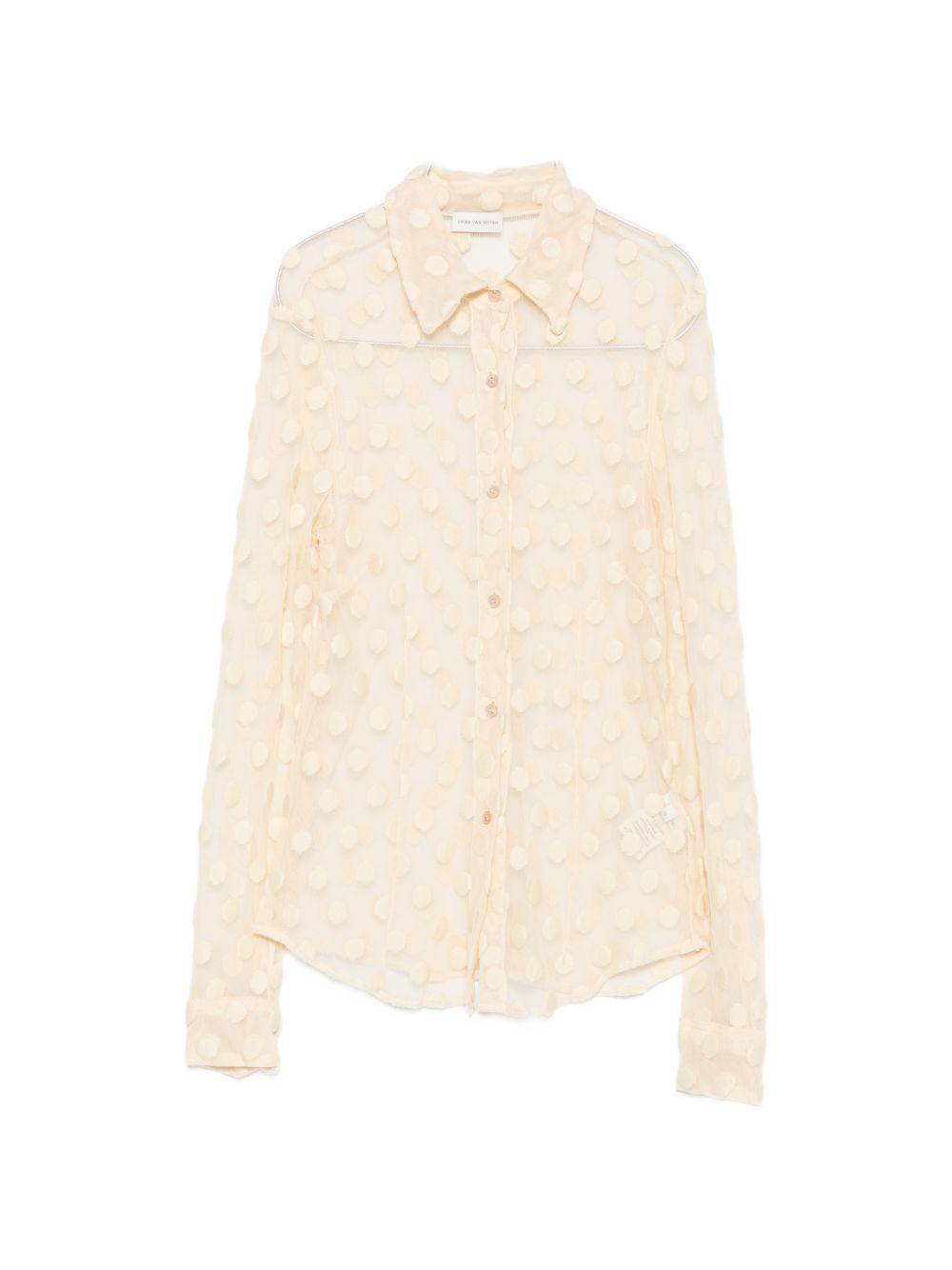 Fitted Mesh Cotton Shirt CLOUDY3291 5 ECRU DRIES VAN NOTEN 