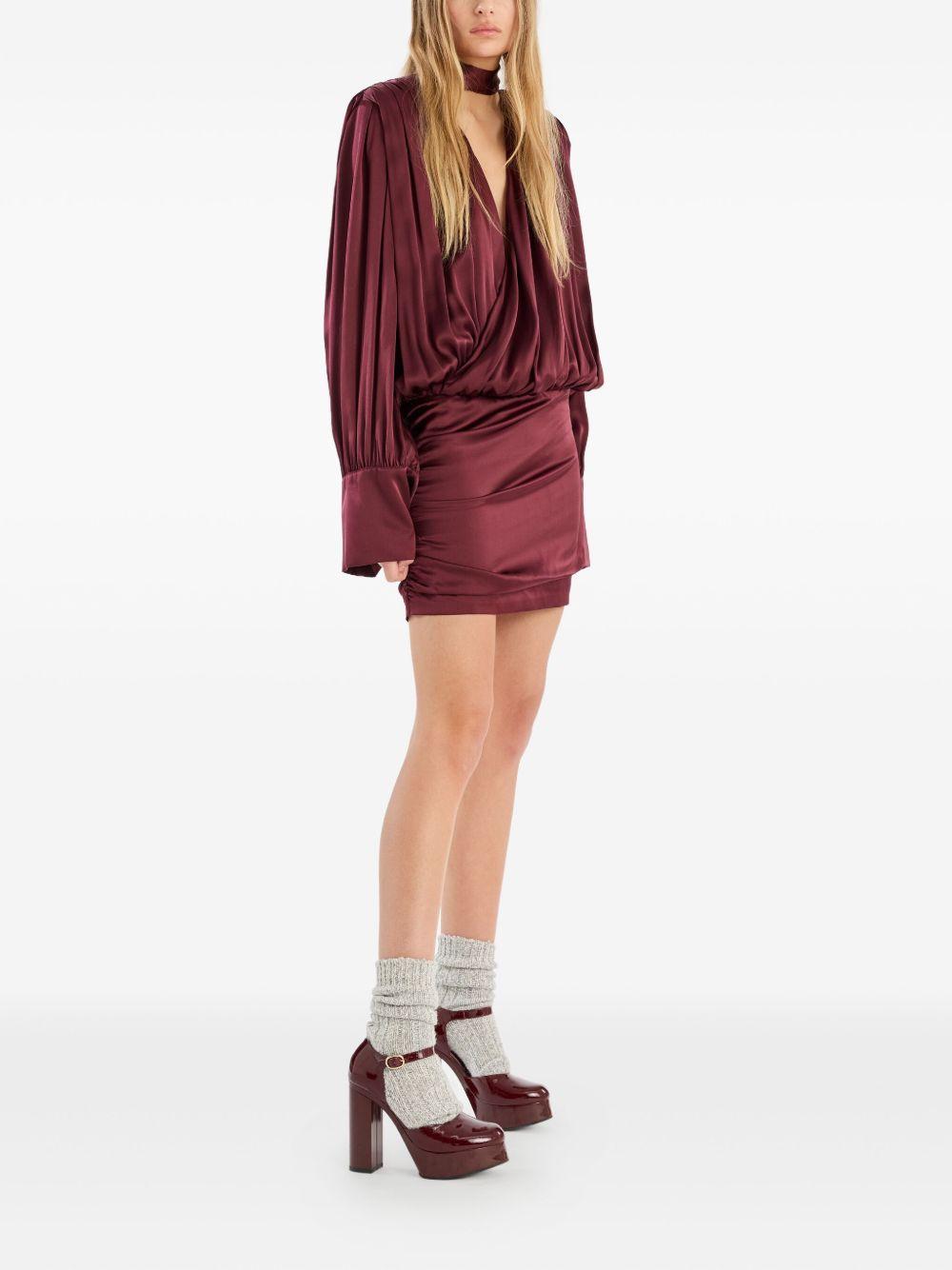 LS Silk V-Neck Dress Burgundy 1146532734 2734 ZINFANDEL ROTATE 