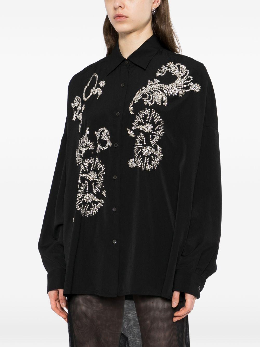 Rhinestones Embellished Shirt CASIAEMB3078 900 BLACK DRIES VAN NOTEN 