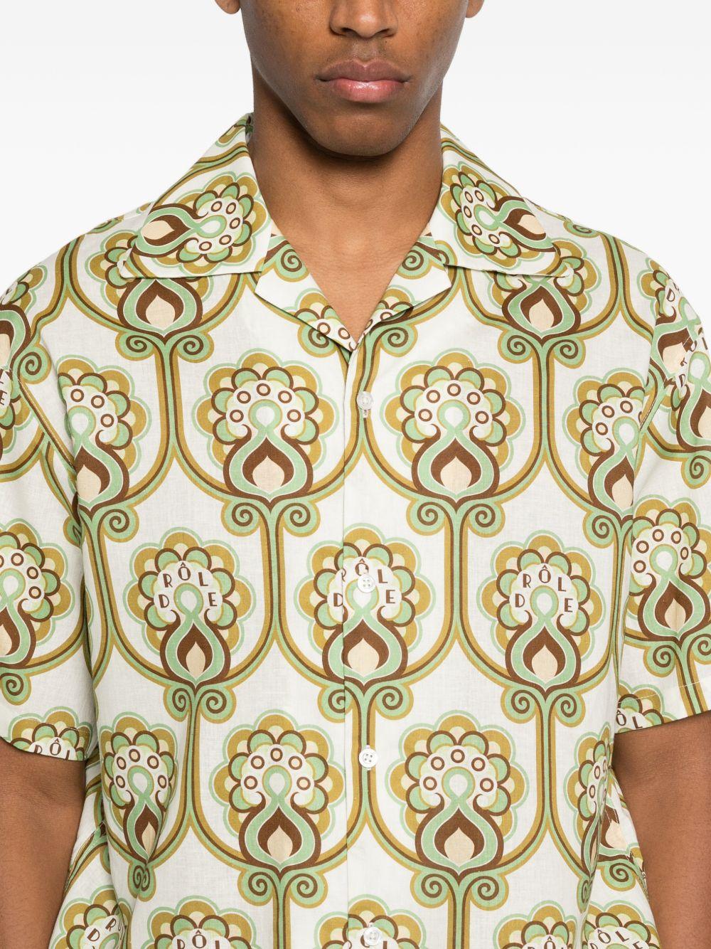 Chemise Tapisserie Florale Lin JSH228LI012 GREEN DROLE DE MONSIEUR 