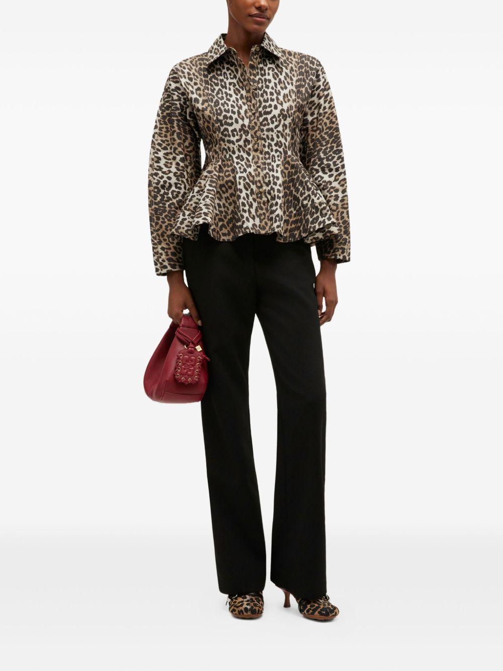 Printed Stretch Cotton Shirt A1040058 859 ALMON MILK GANNI 