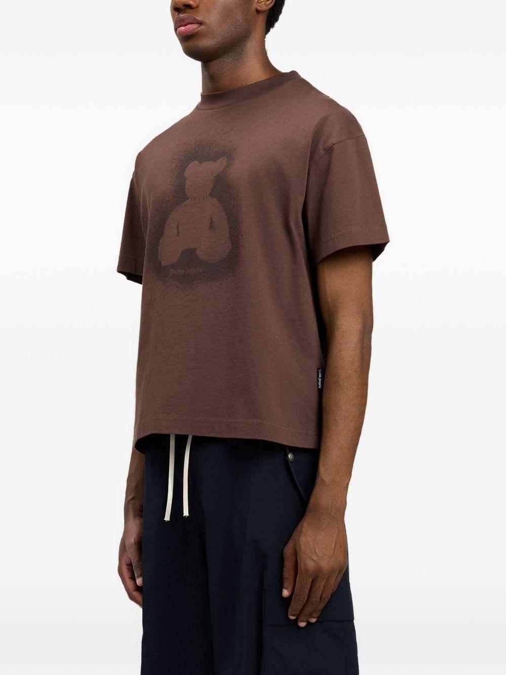 Spray Bear T-Shirt PMAA109S26JER001 606E BROWN PALM ANGELS 