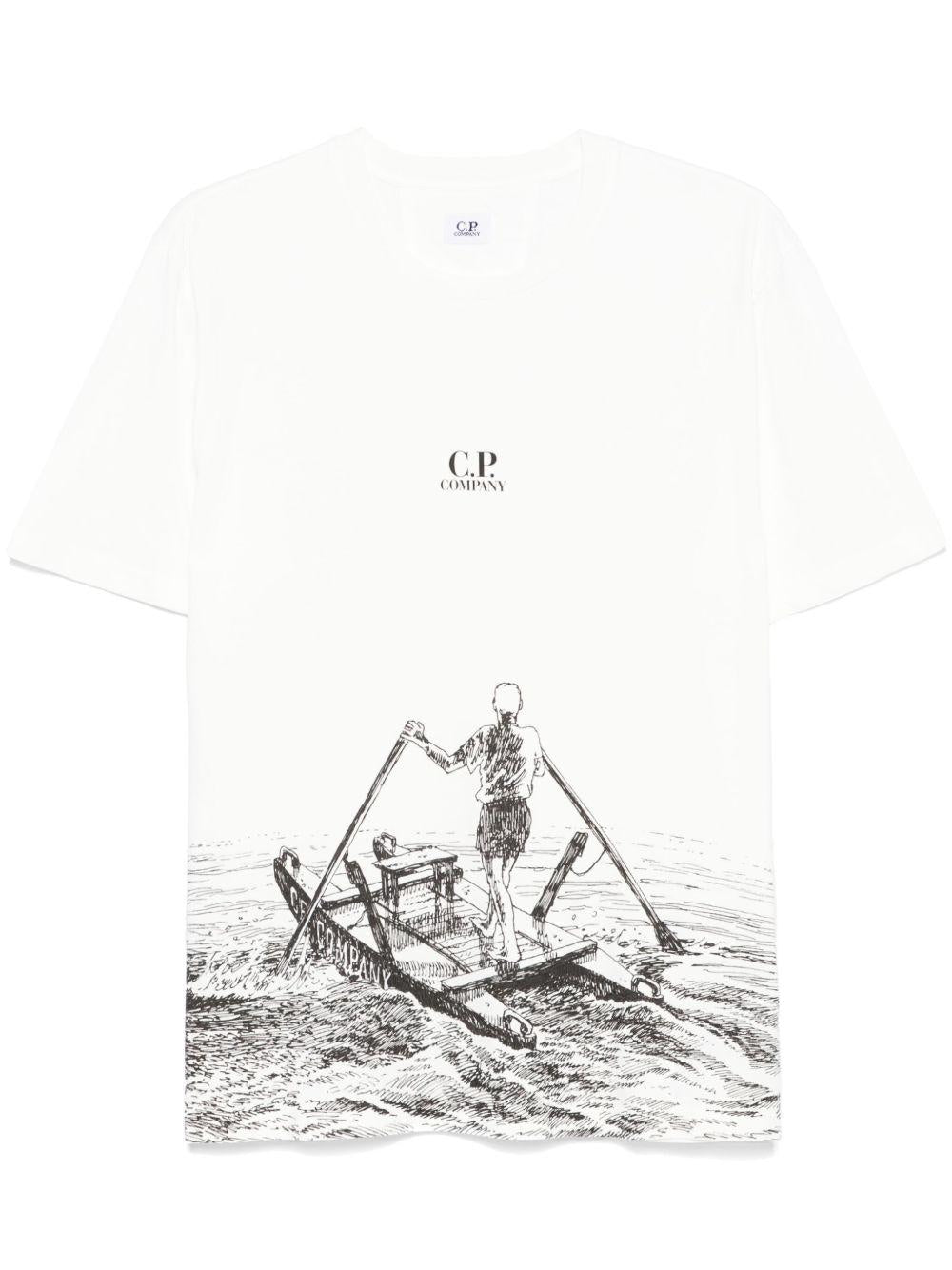 24/1 Jersey Man in the Sea T-shirt 18CMTS318A005431G 103 GAUZE WHITE CP COMPANY 