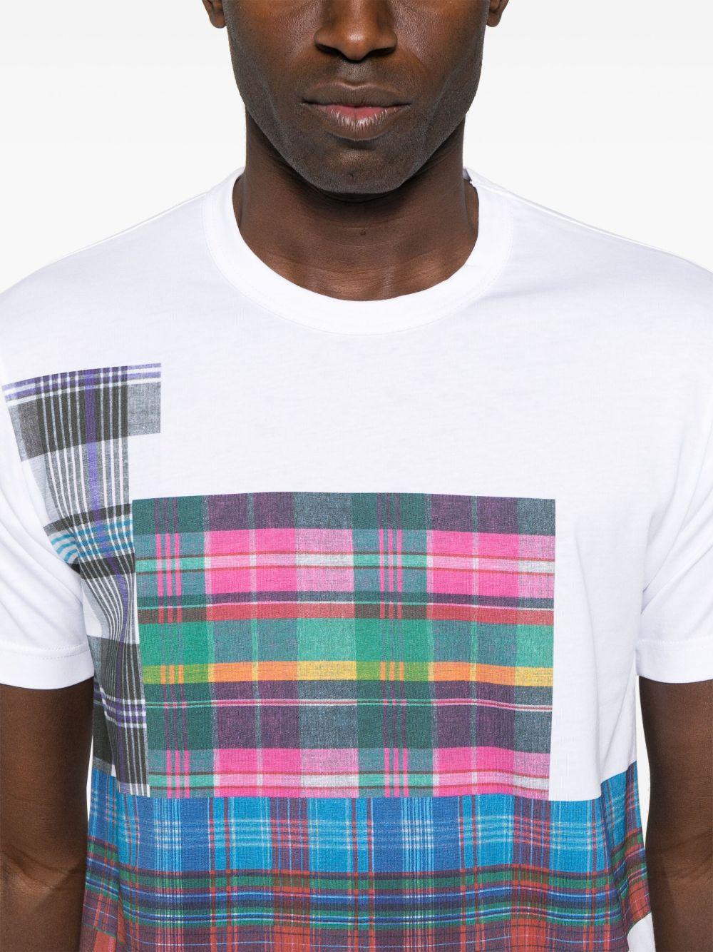 Men's Tartan Print T-Shirt - White FOT008S25 1 WHITE CHECK COMME DES GARCONS SHIRT 