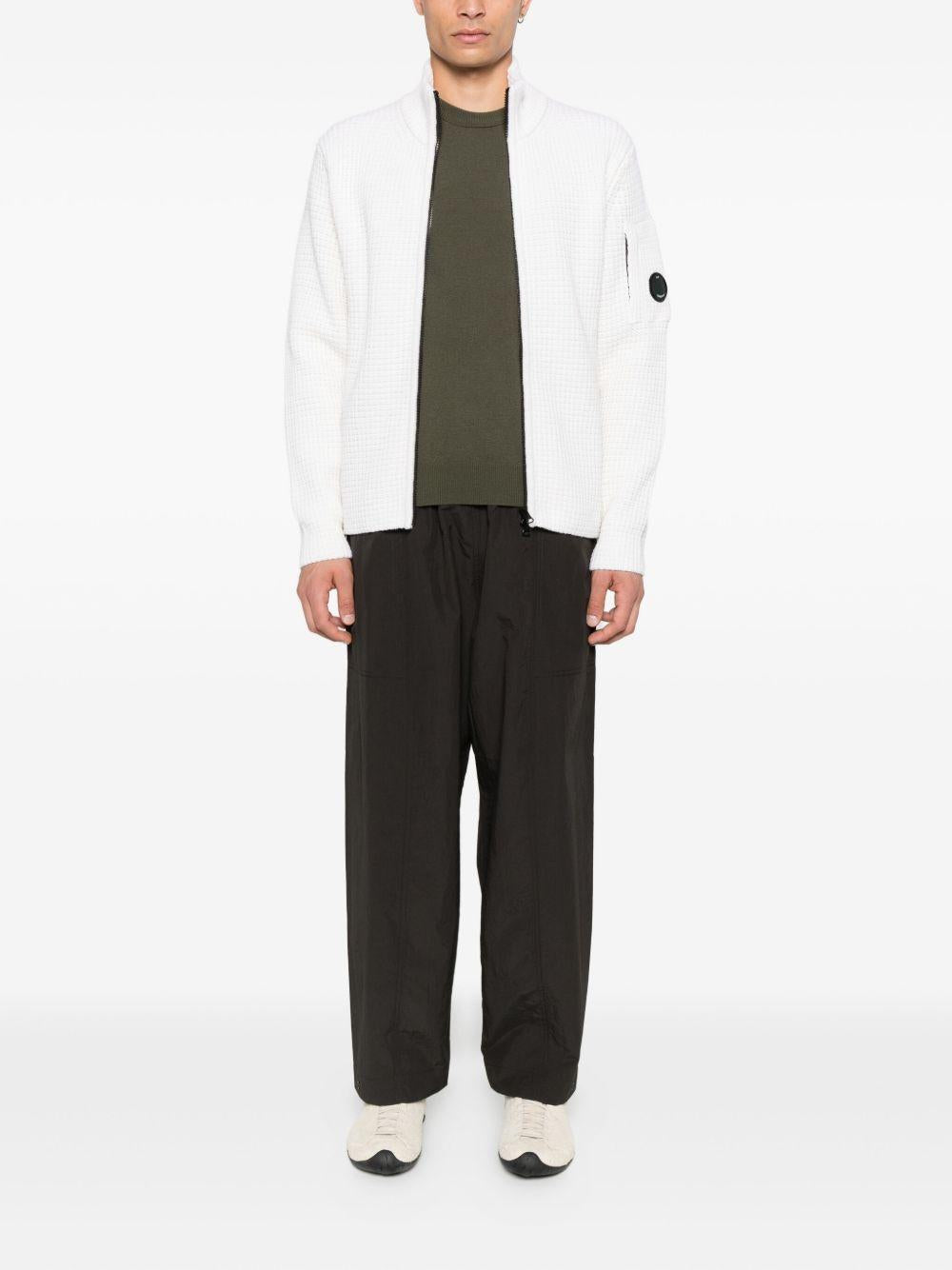 Lambswool Full Zip Sweater 19CMKN131A110149A 103 GAUZE WHITEW CP COMPANY 