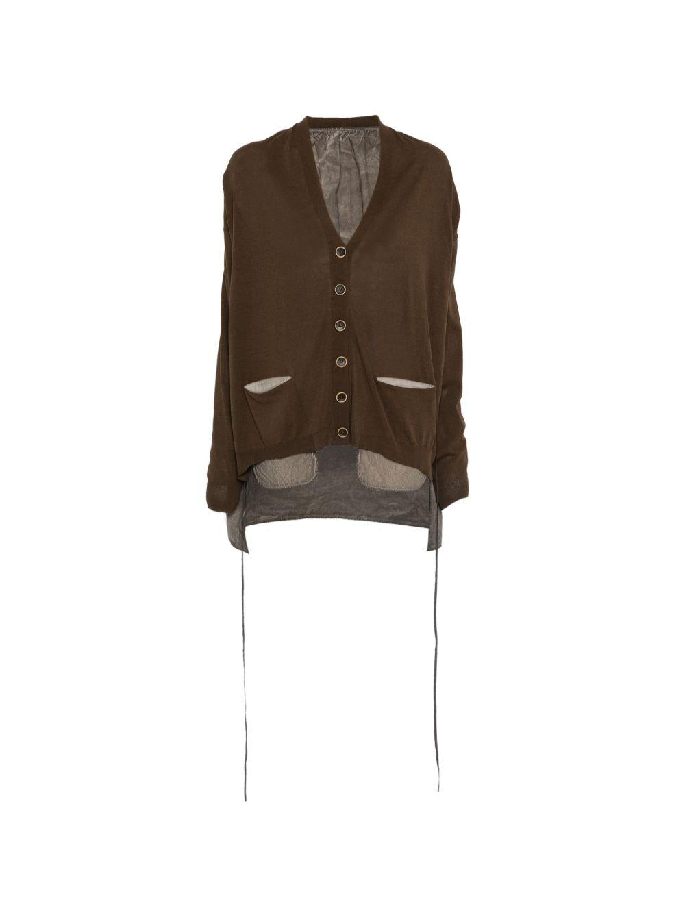 Contrast Panel Cardigan UK7136 UW600 BROWN UMA WANG 