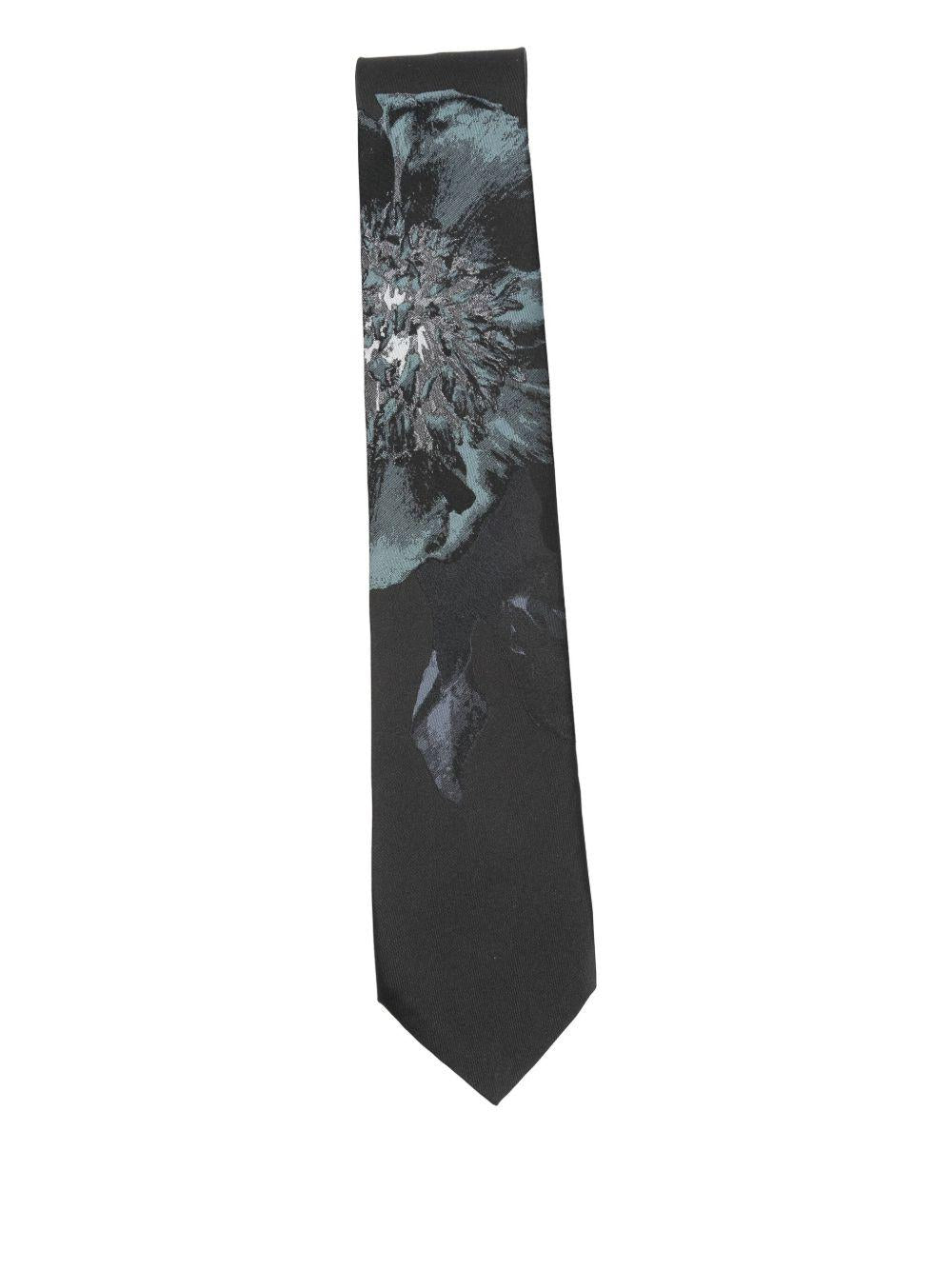 Printed Silk Tie<BR/> TIE102Q2904 503 TURQUOISE DRIES VAN NOTEN 
