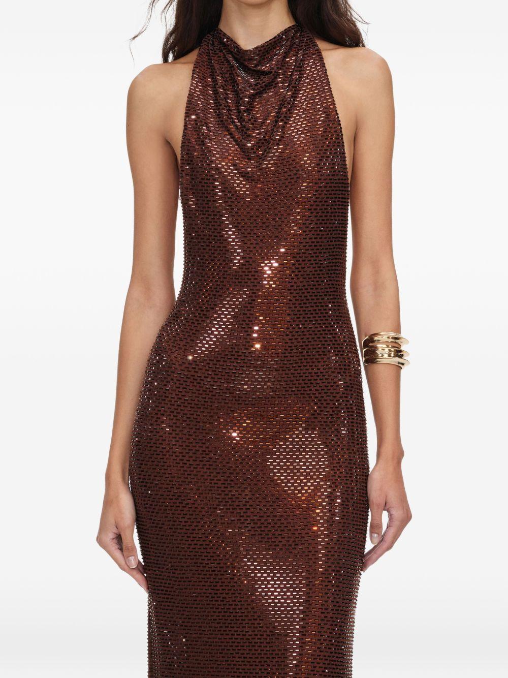 Abito lungo marrone con strass PF26041XBBR BROWN SELF-PORTRAIT 