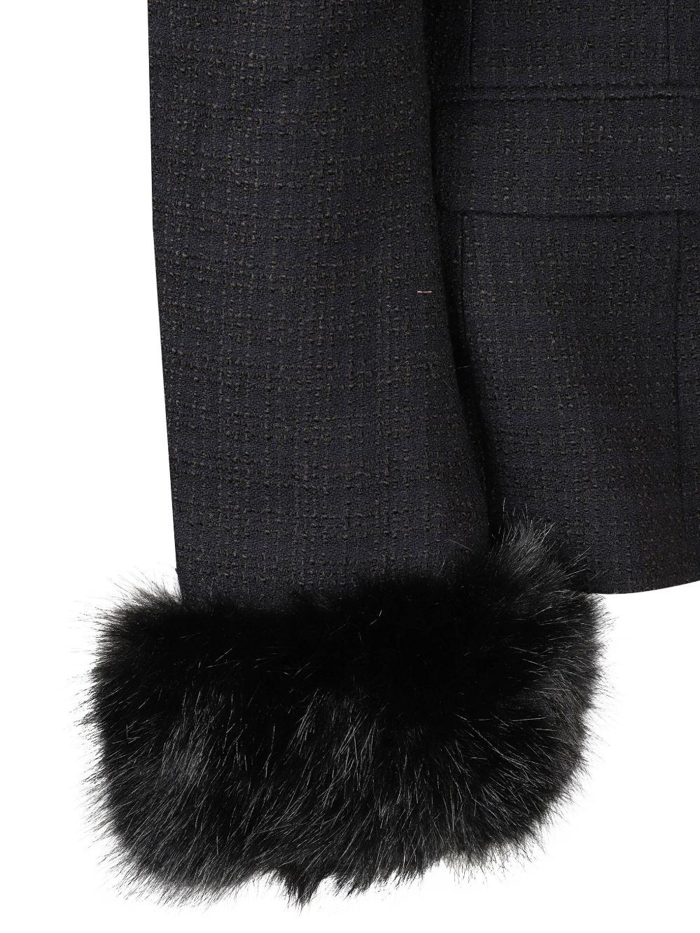 Black Tailored Boucle Fur Jacket AW25088JAB BLACK SELF-PORTRAIT 