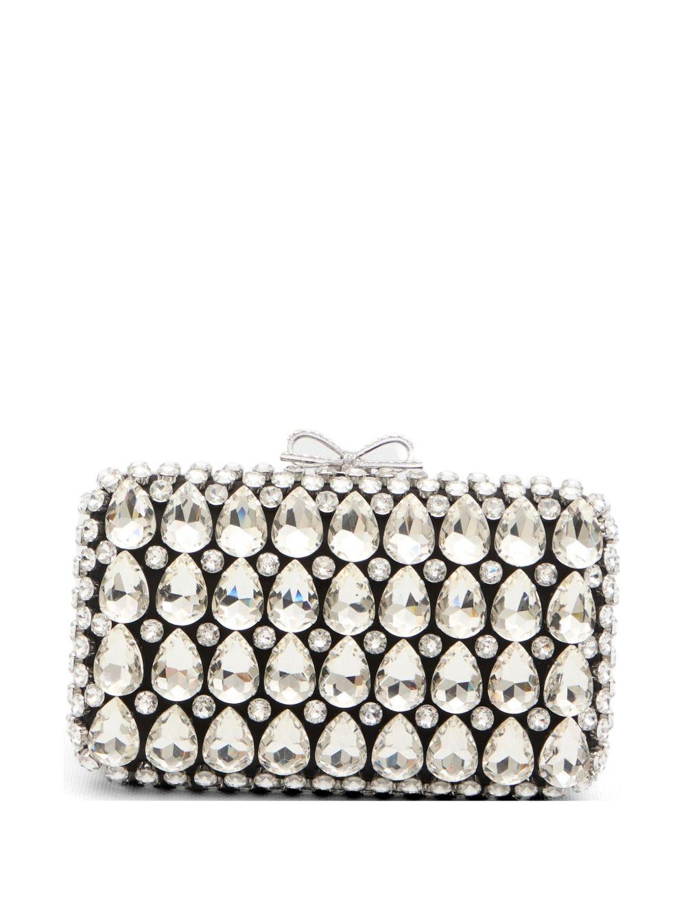Black Satin Crystal Clutch Bag SS26305AB BLACK SELF-PORTRAIT 
