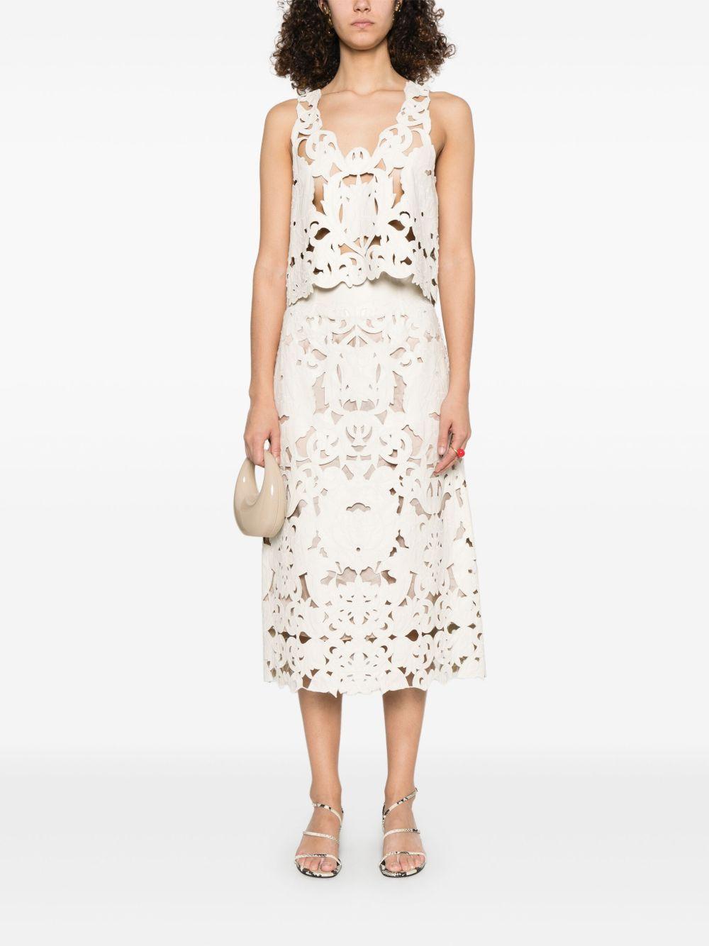 Gonna in pelle con ricamo "Poetic Orchid"<BR/> 13801 ORCHIDEA FORTE FORTE 