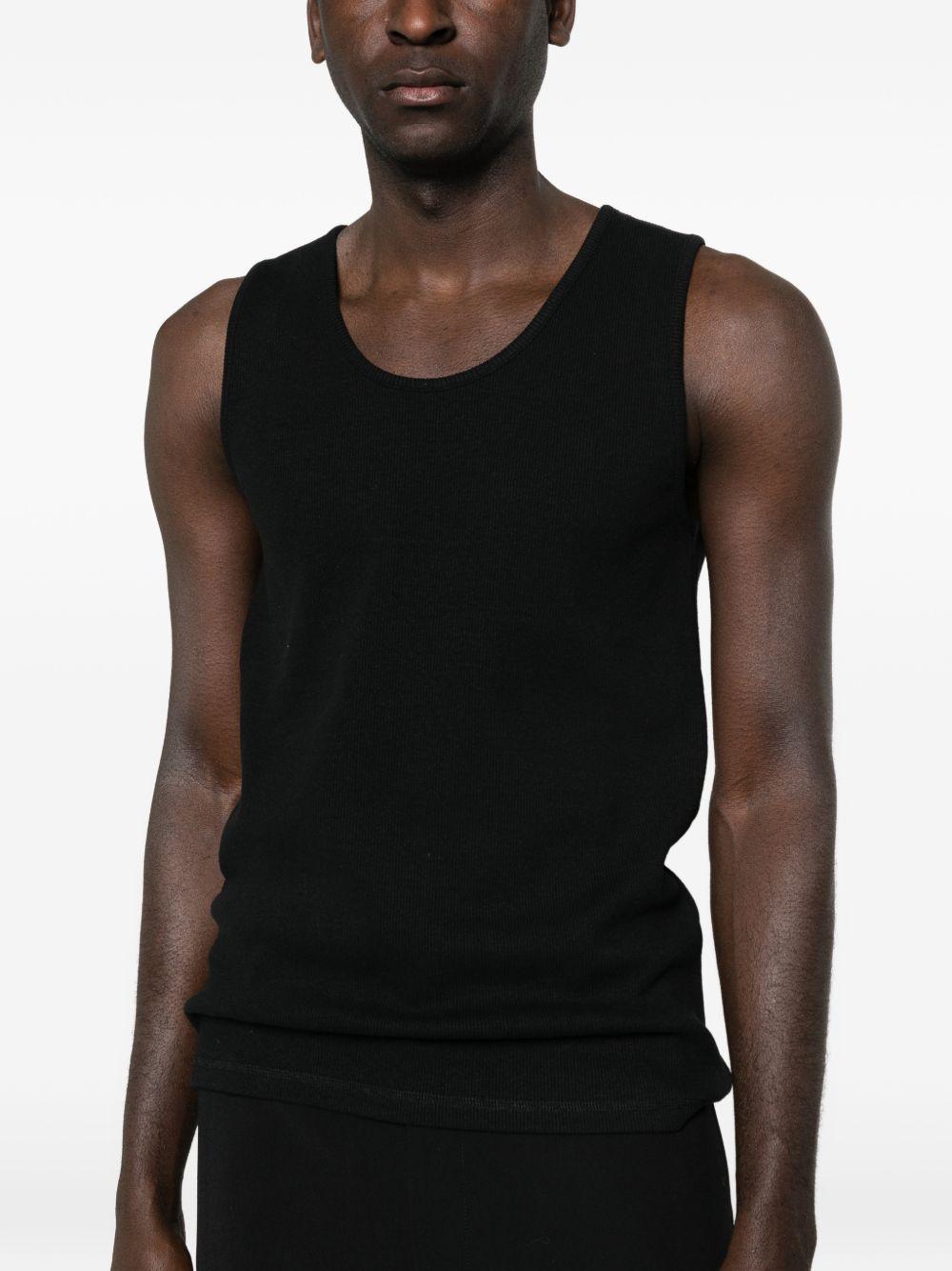 Rib Tank Top in Cotton Linen Jersey TS0006LJ1030 BK999 BLACK LEMAIRE 