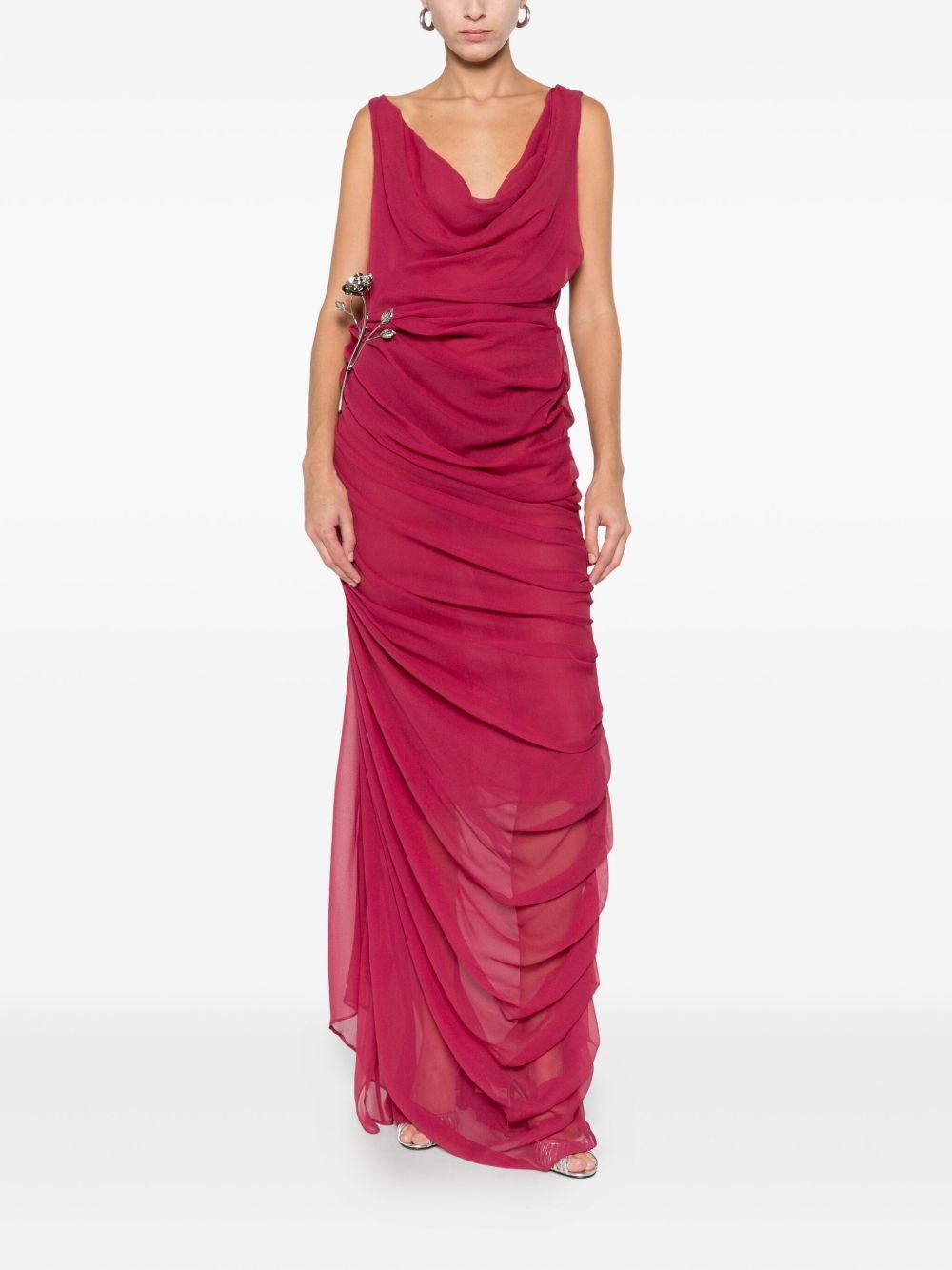 Long Dress in Semi-Transparent Silk with Draping 05FW2DR518X 18 RED GIUSEPPE DI MORABITO 