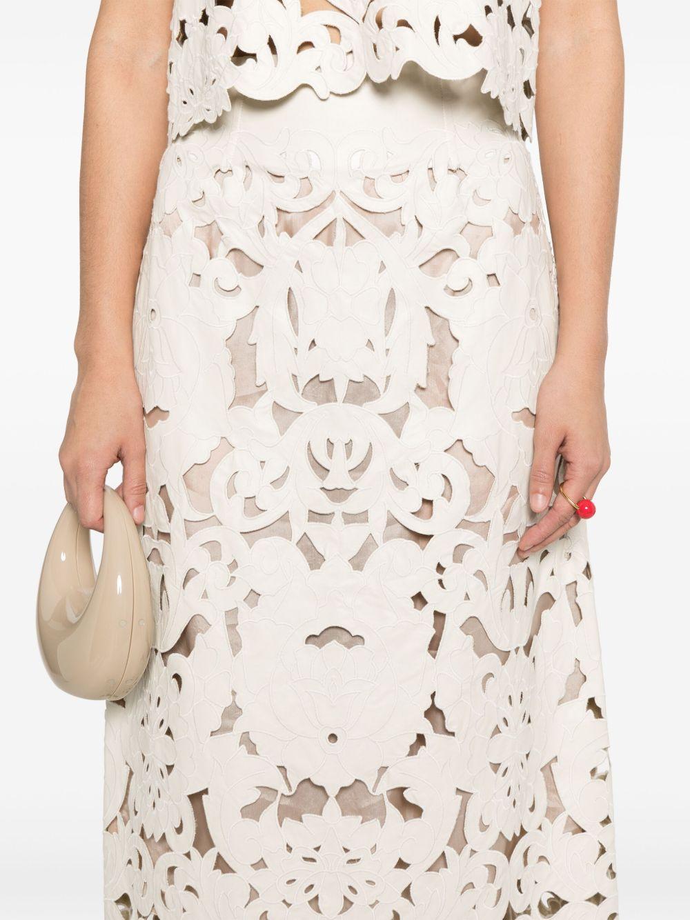 Gonna in pelle con ricamo "Poetic Orchid"<BR/> 13801 ORCHIDEA FORTE FORTE 