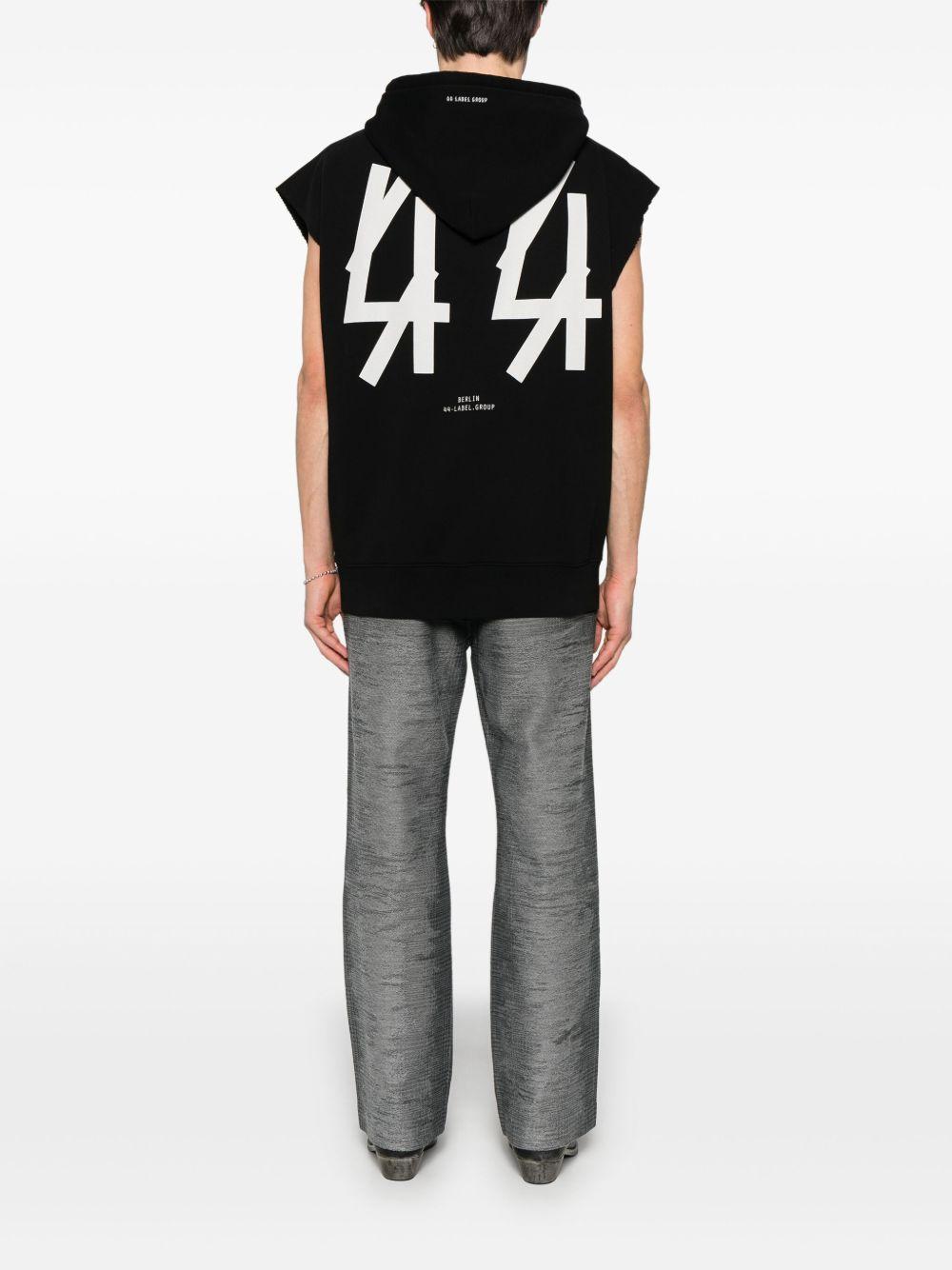 Classic Sleeveless Hoodie B0030578FA583 P396 BLACK WHITE 44 LABEL GROUP 