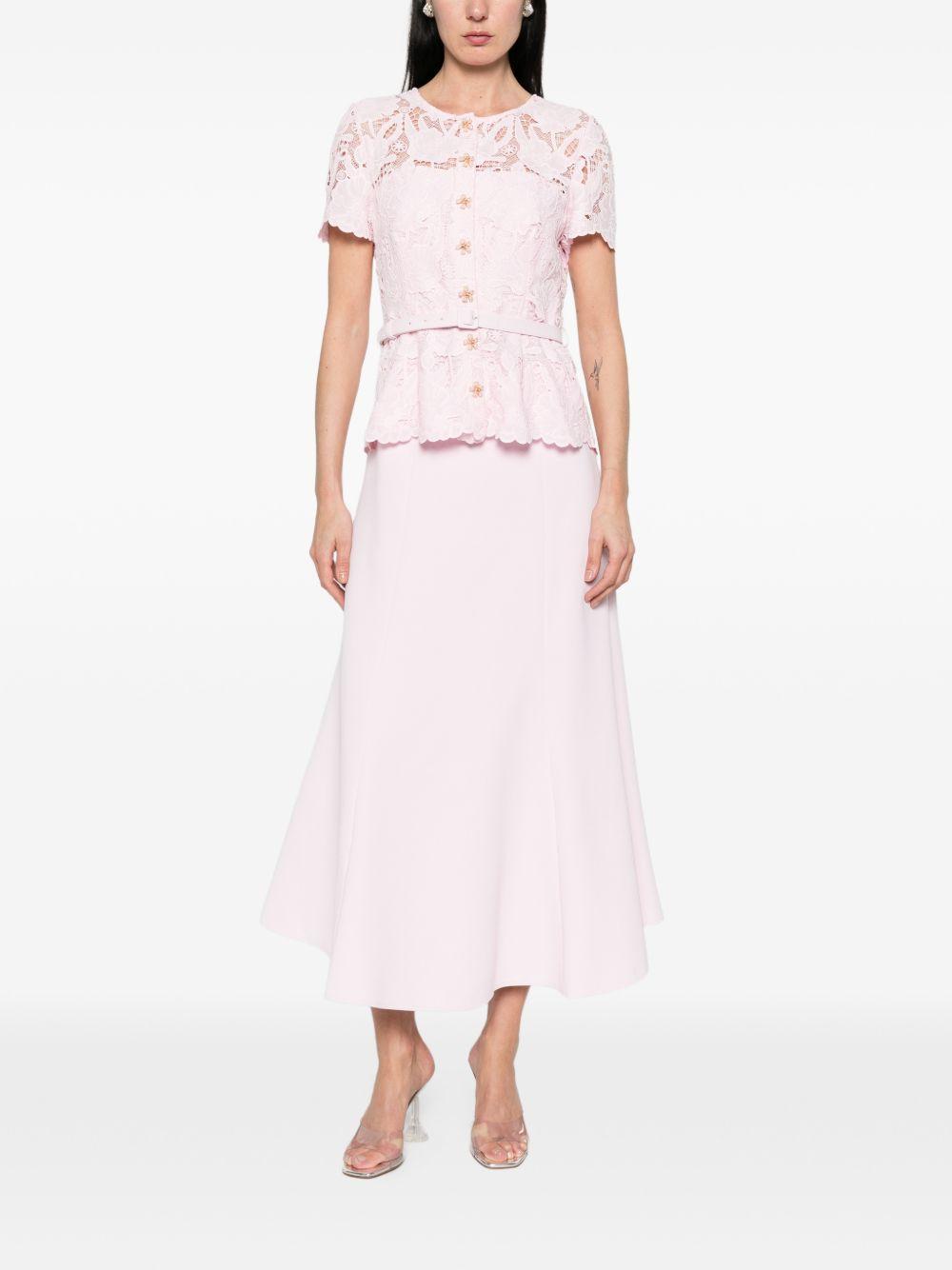 Pink Lace Crepe Midi Dress SS26020MP PINK SELF-PORTRAIT 