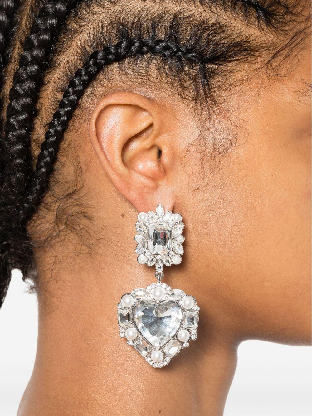 Orecchini Pendenti Cuore con Cristalli e Perle<BR/> PF25600ESL SILVER SELF-PORTRAIT 